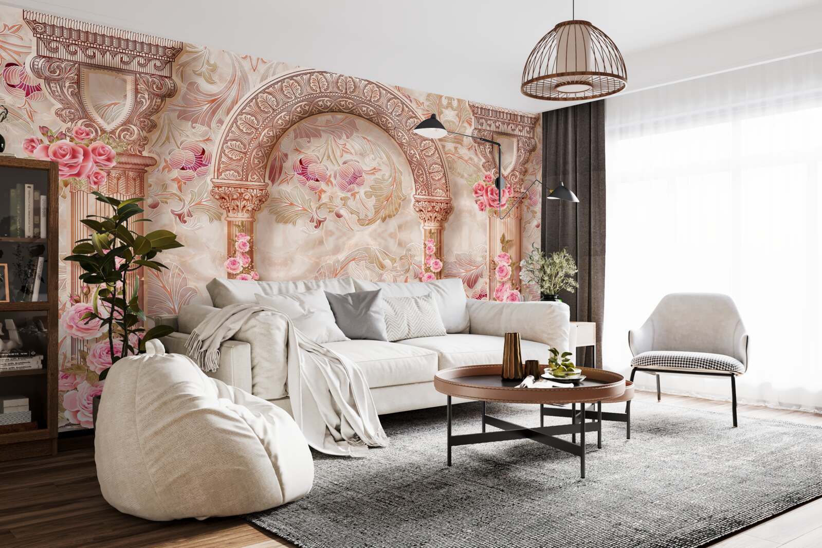 Фотошпалери Арка, прикрашена рожевими квітами