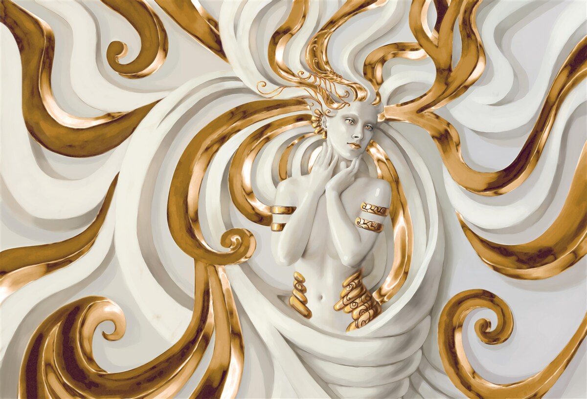 Фотошпалери жінка із золотистим волоссям