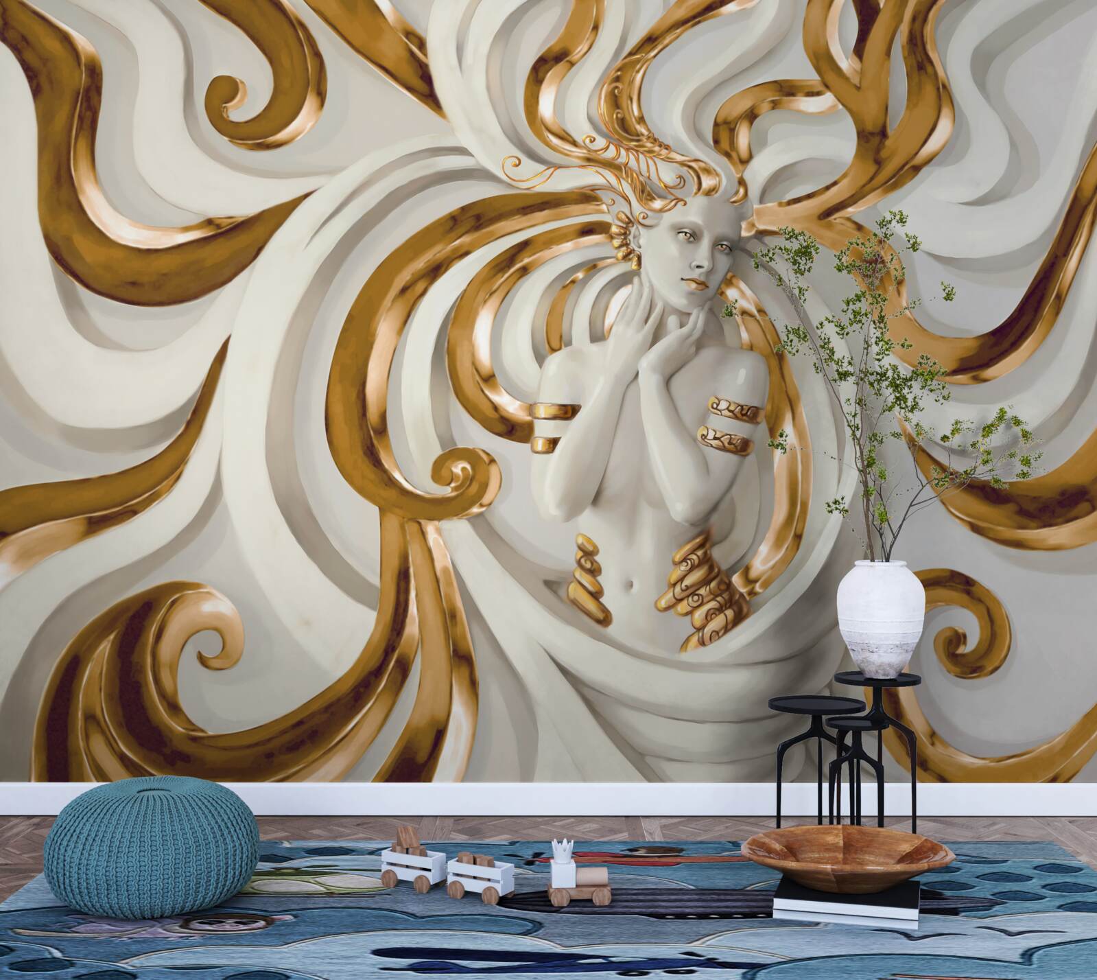 Фотошпалери жінка із золотистим волоссям