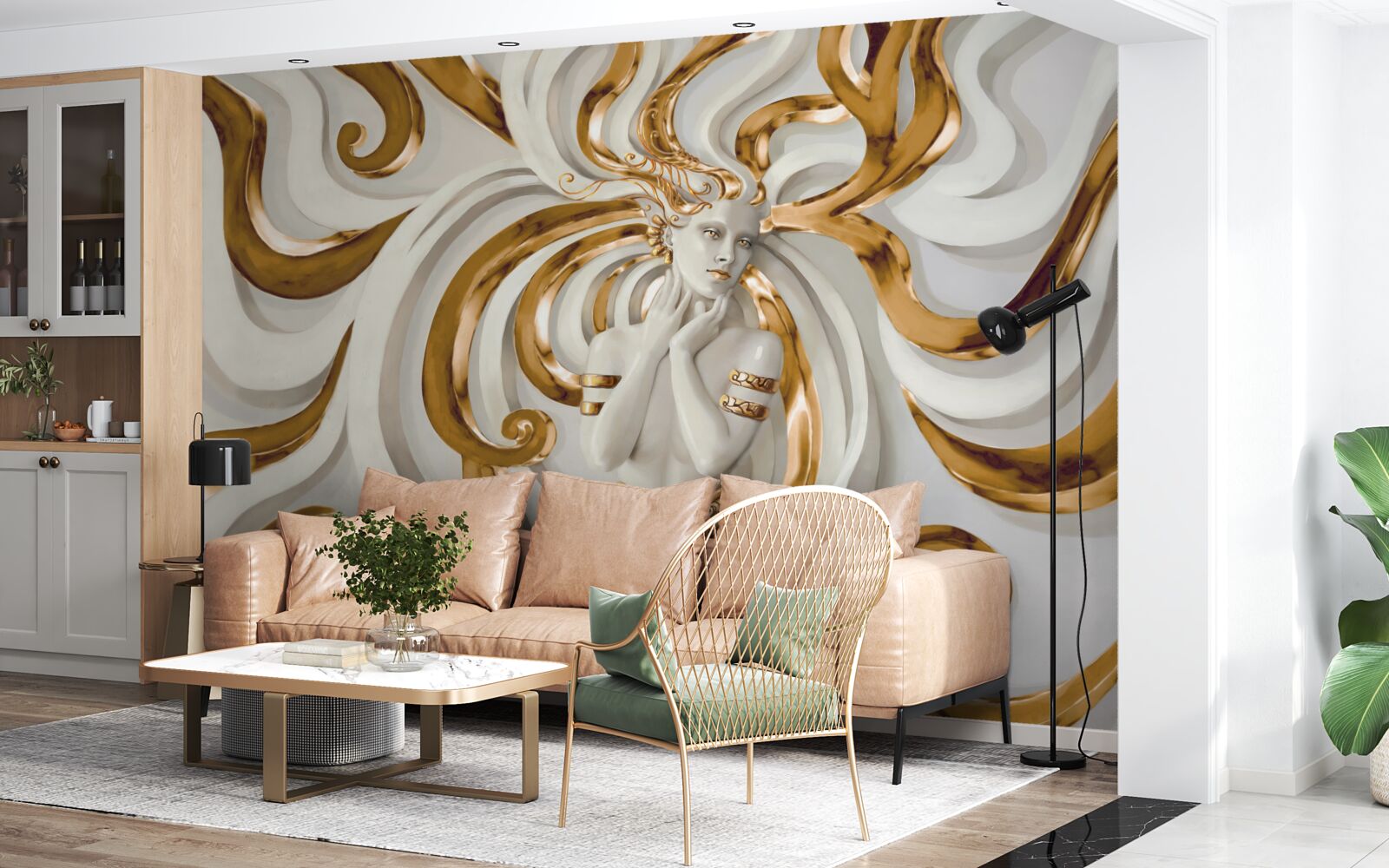 Фотошпалери жінка із золотистим волоссям