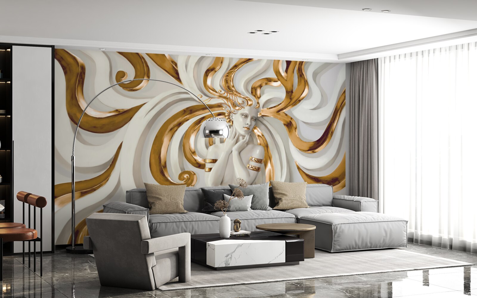 Фотошпалери жінка із золотистим волоссям