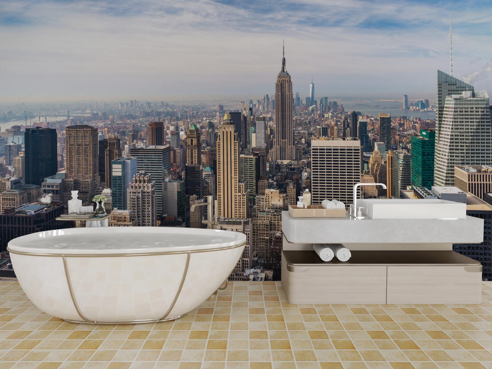 Фотошпалери вид на манхеттен з висоти пташиного польоту