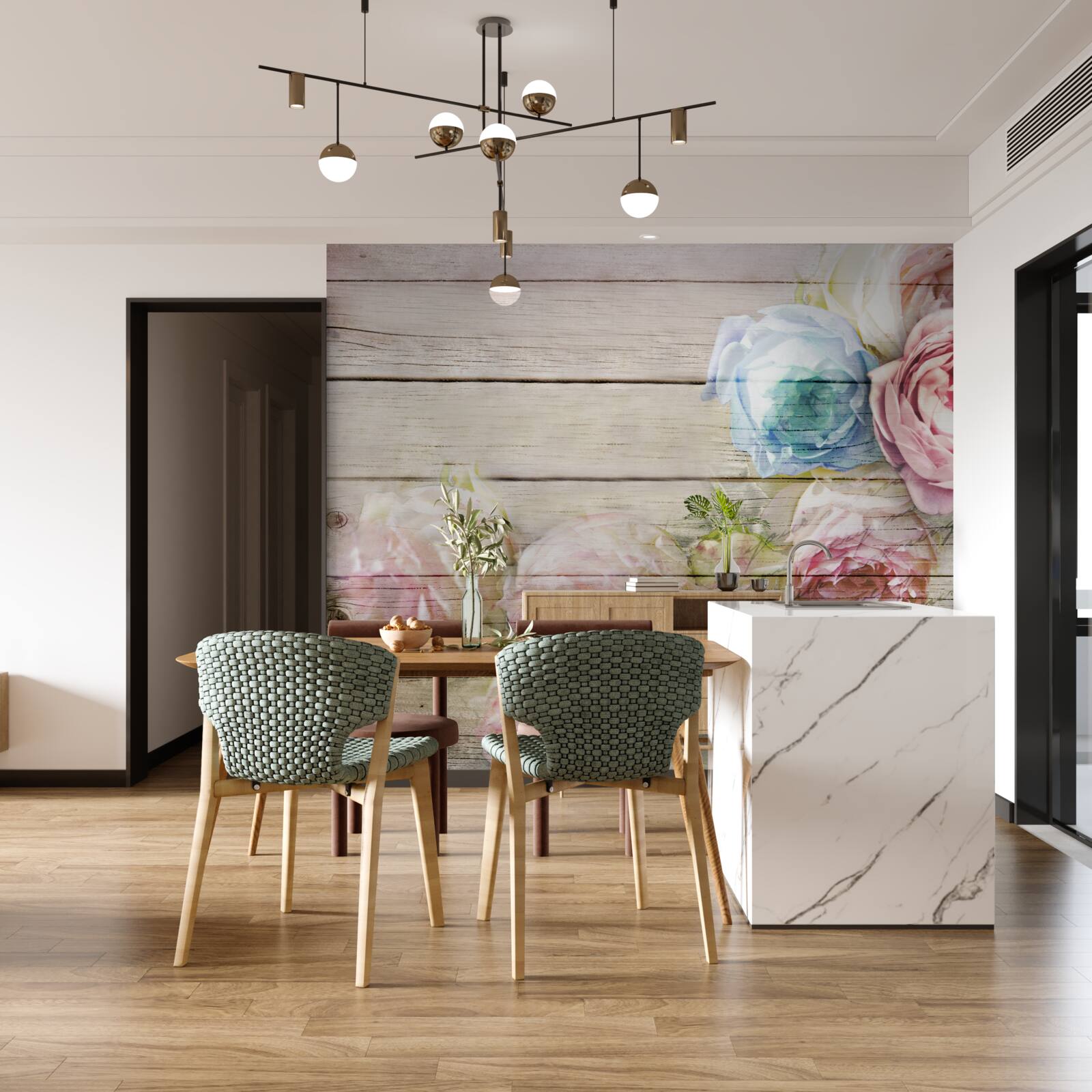 Фотошпалери набір троянд, схожих на півонії