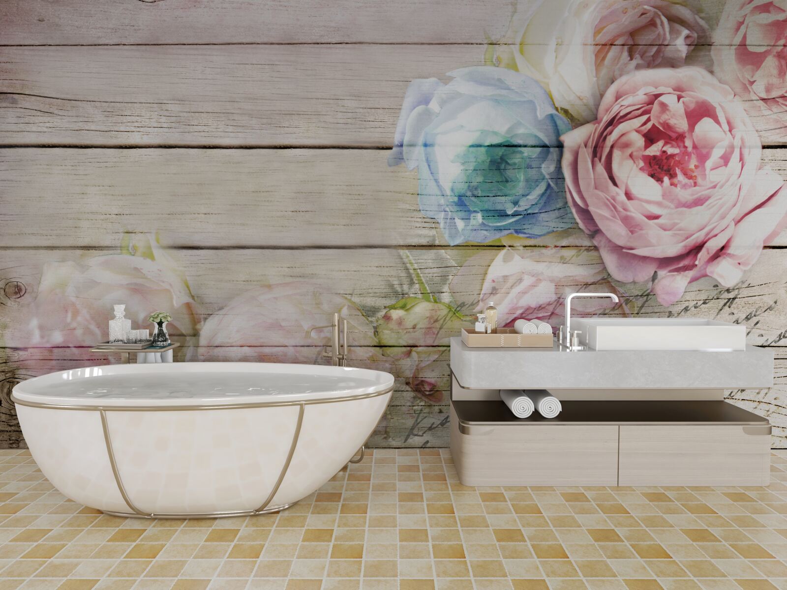 Фотошпалери набір троянд, схожих на півонії