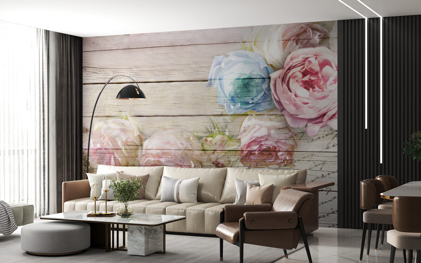 Фотошпалери набір троянд, схожих на півонії