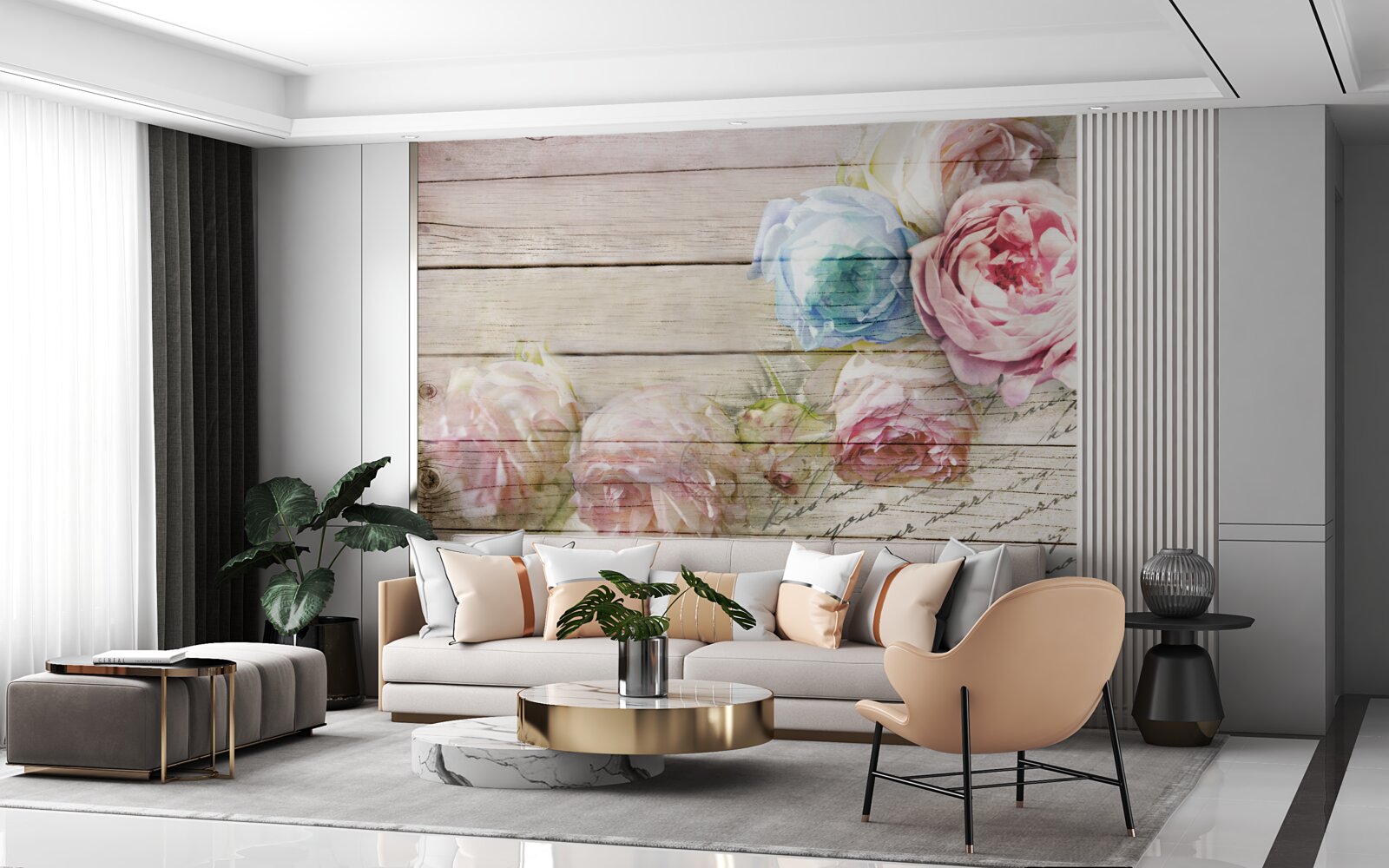 Фотошпалери набір троянд, схожих на півонії