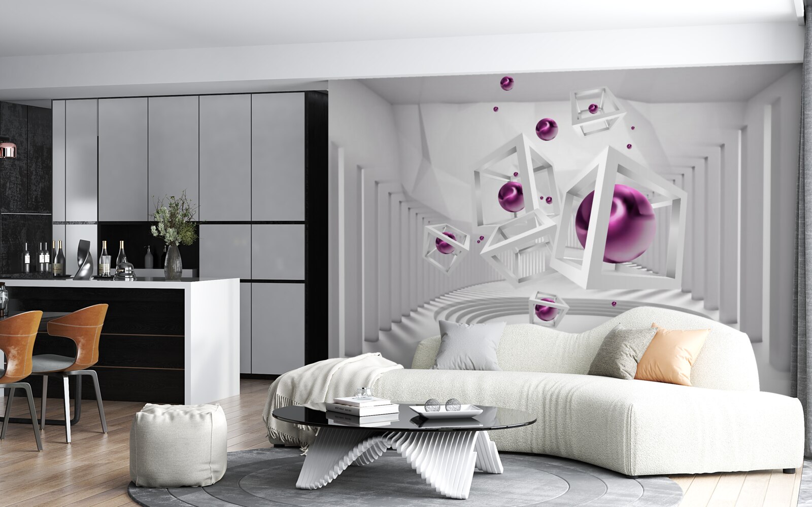 Фотошпалери геометричні фігури та сходи в концепції абстракції