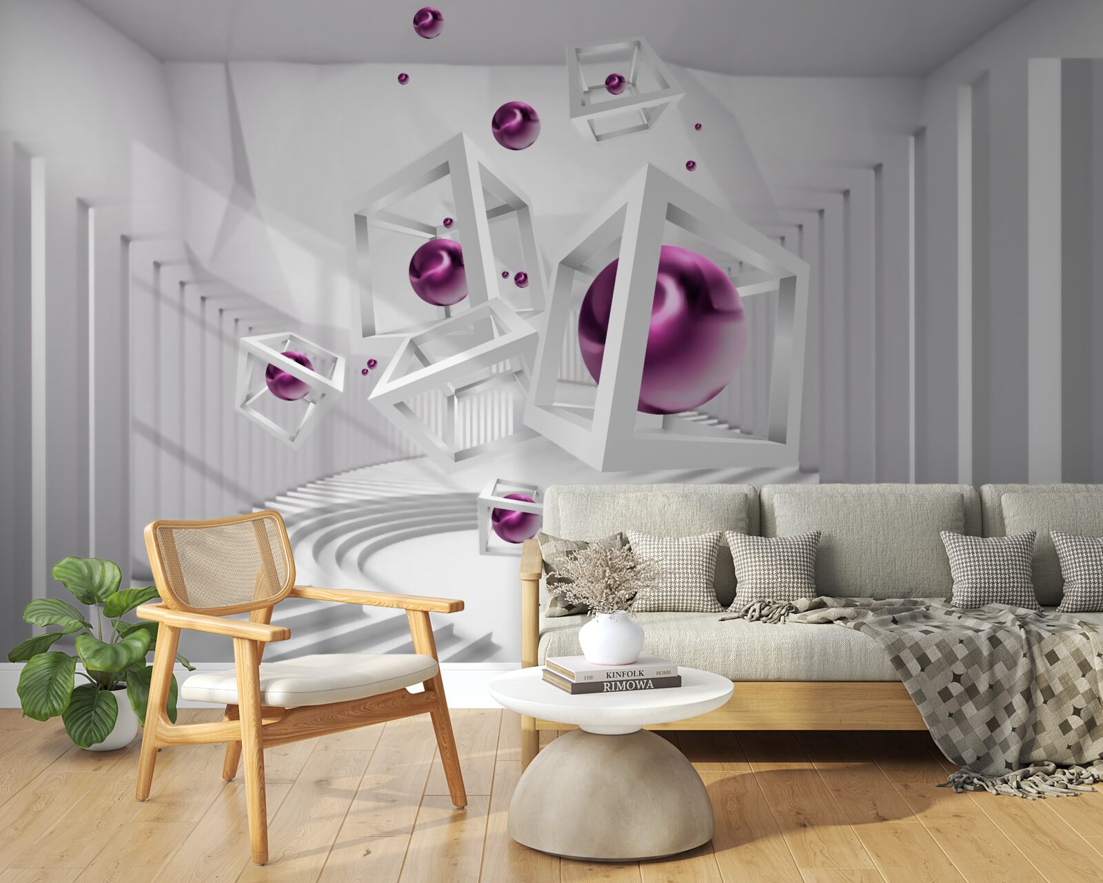 Фотошпалери геометричні фігури та сходи в концепції абстракції