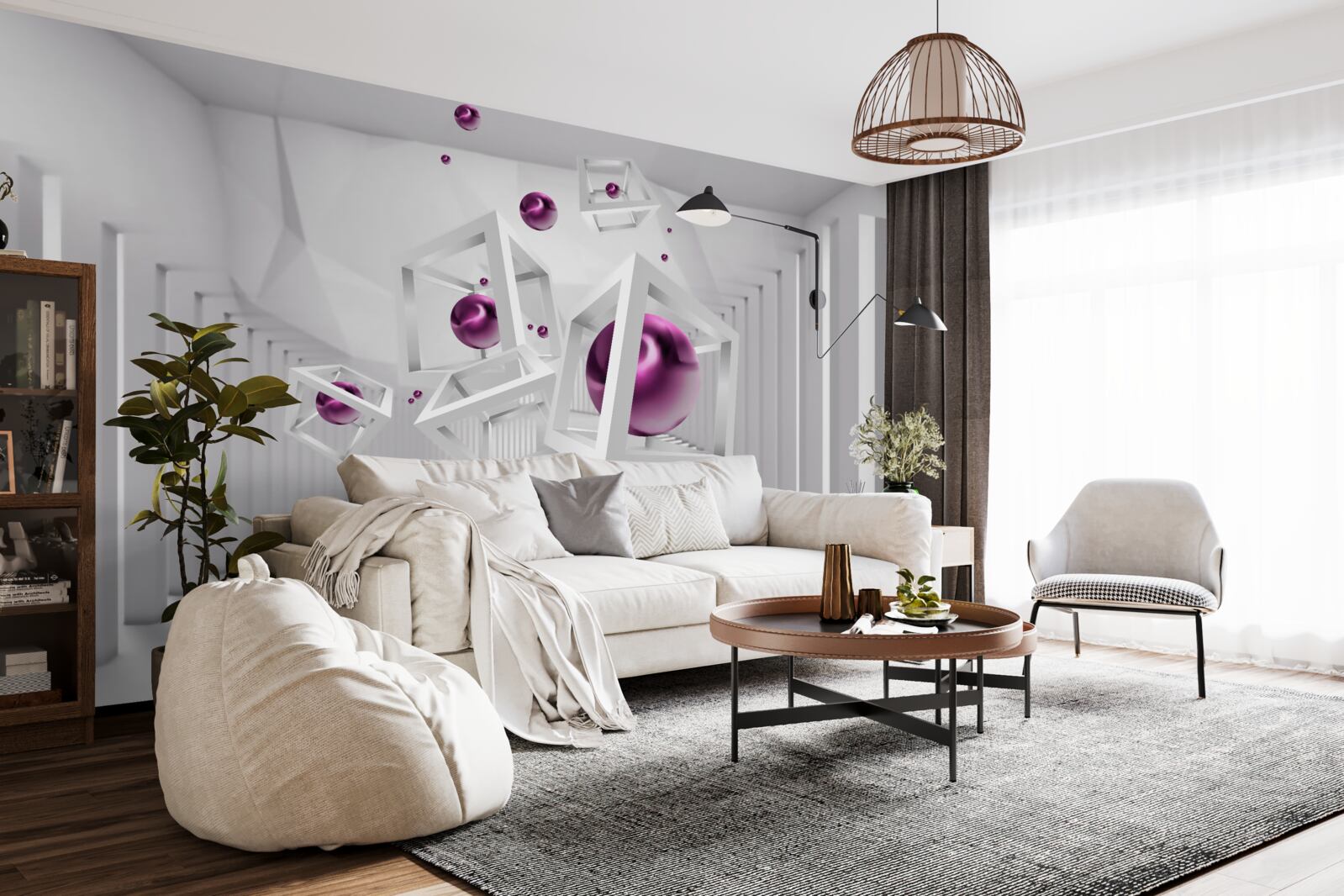 Фотошпалери геометричні фігури та сходи в концепції абстракції