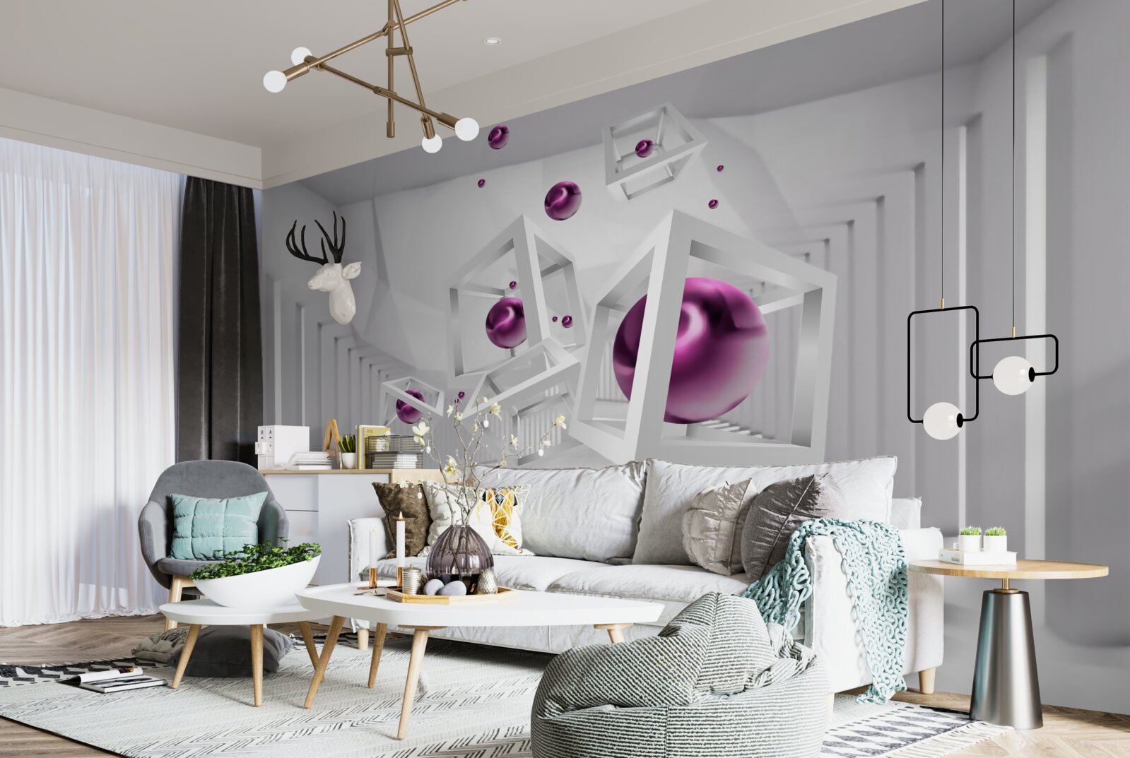 Фотошпалери геометричні фігури та сходи в концепції абстракції