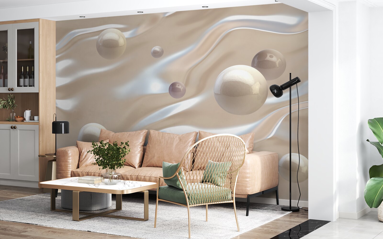 Фотошпалери золоті перлини на поверхні води