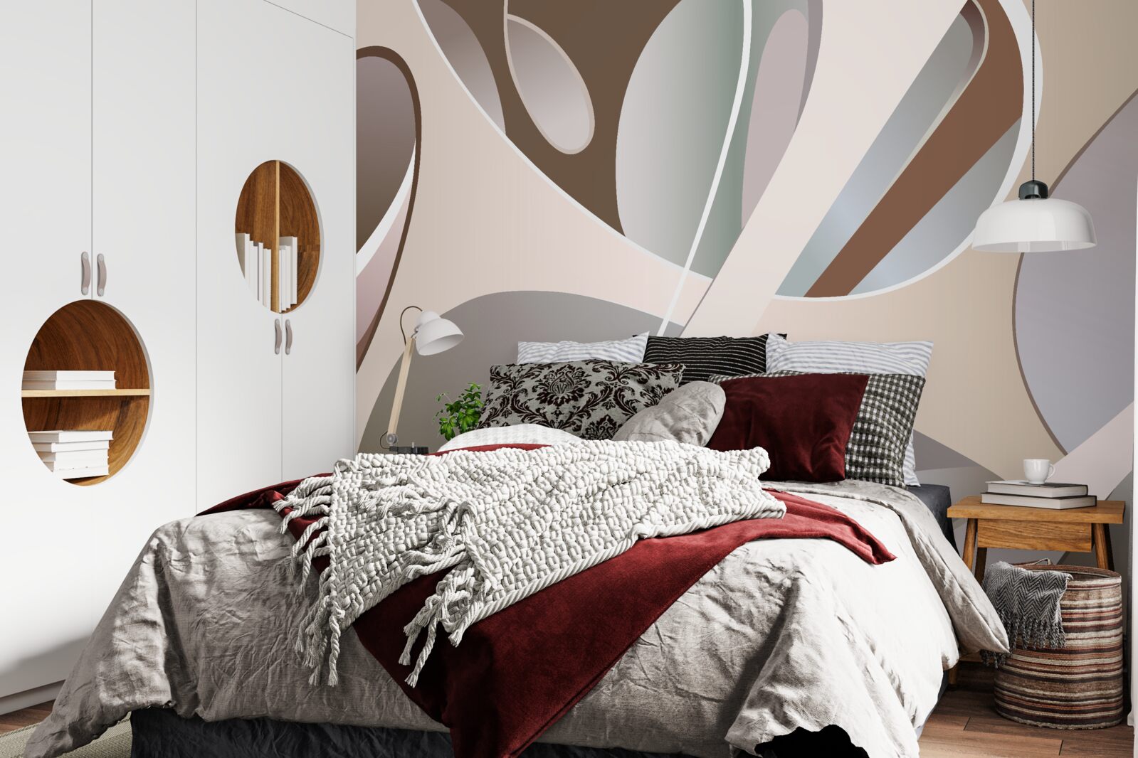 Фотошпалери абстрактні криві в бежевому кольорі