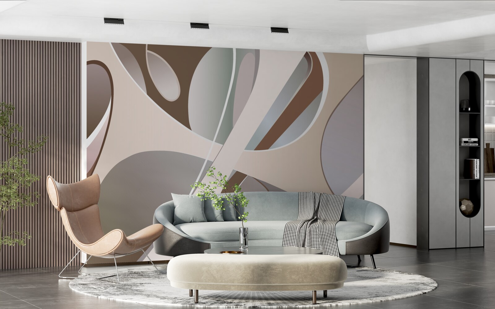 Фотошпалери абстрактні криві в бежевому кольорі