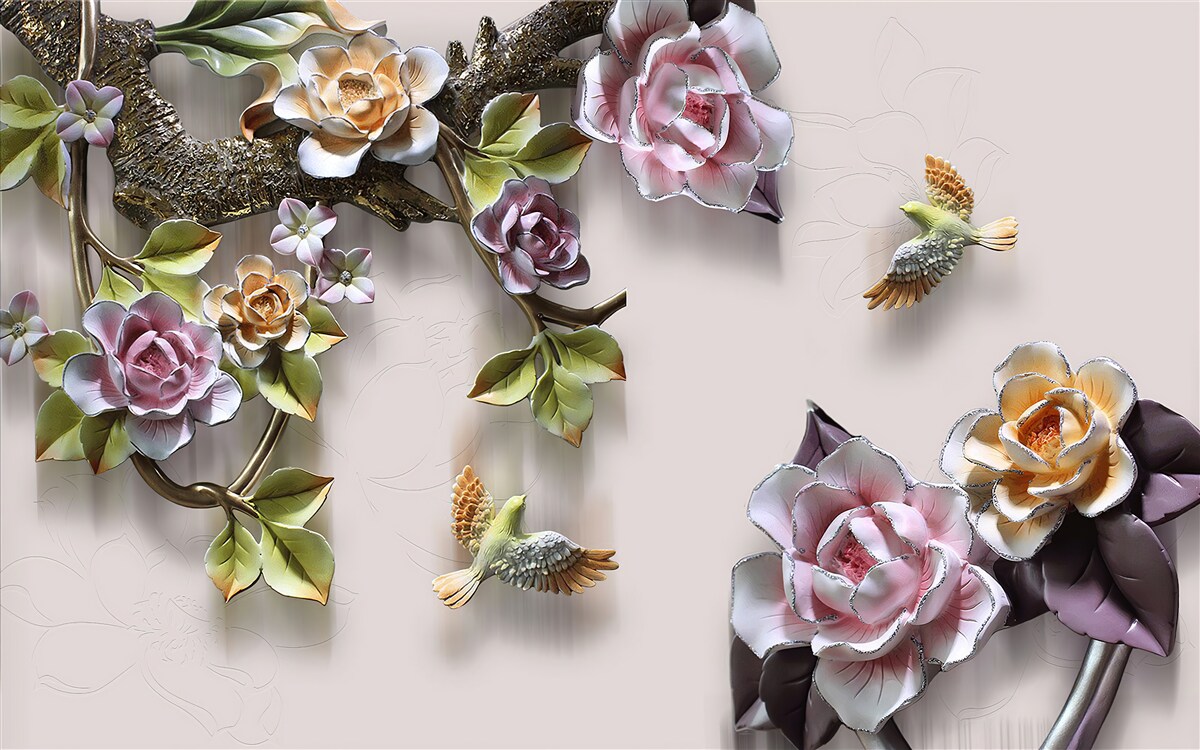 Фотошпалери чарівна гармонія гілок, прикрашених квітами