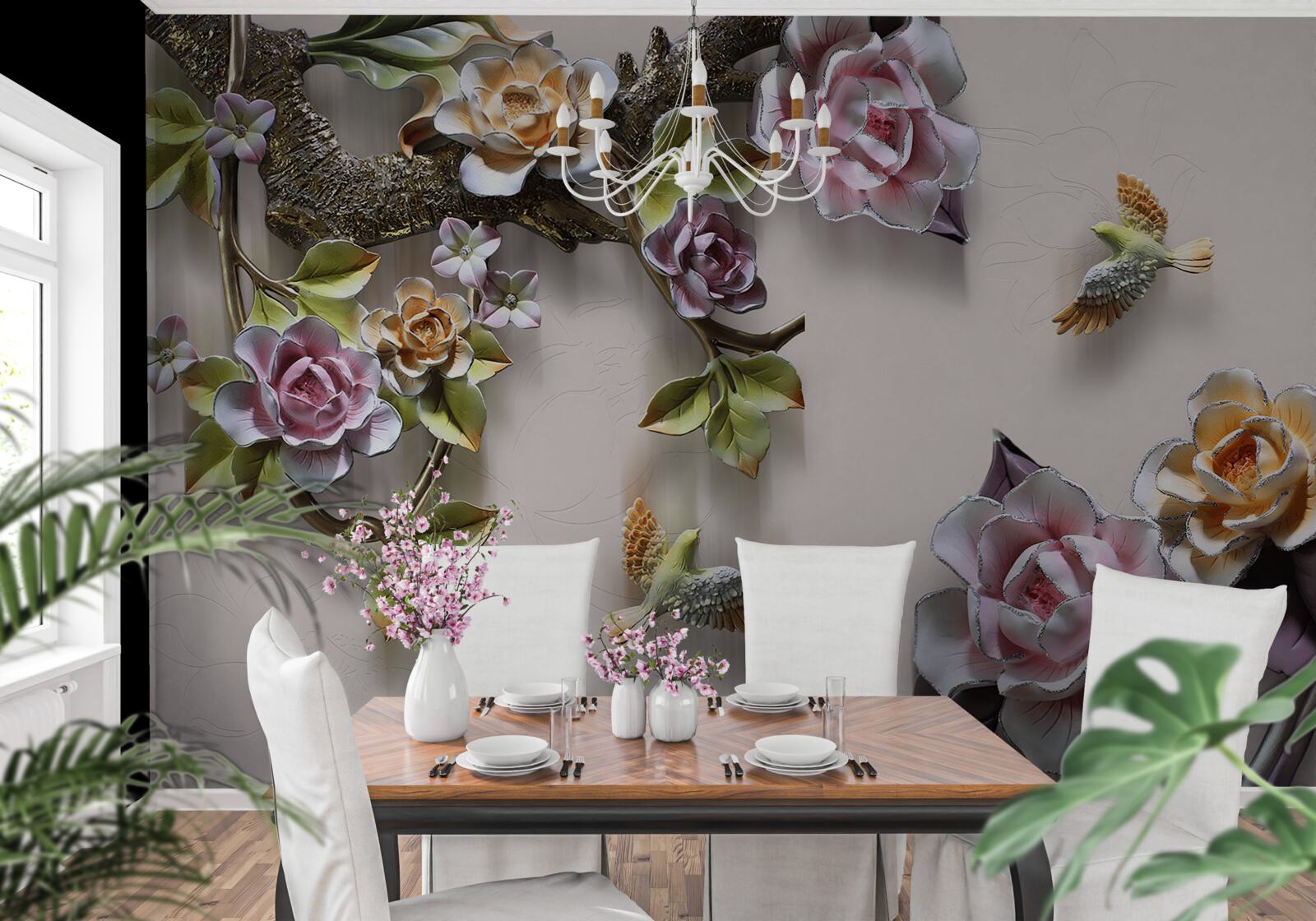 Фотошпалери чарівна гармонія гілок, прикрашених квітами