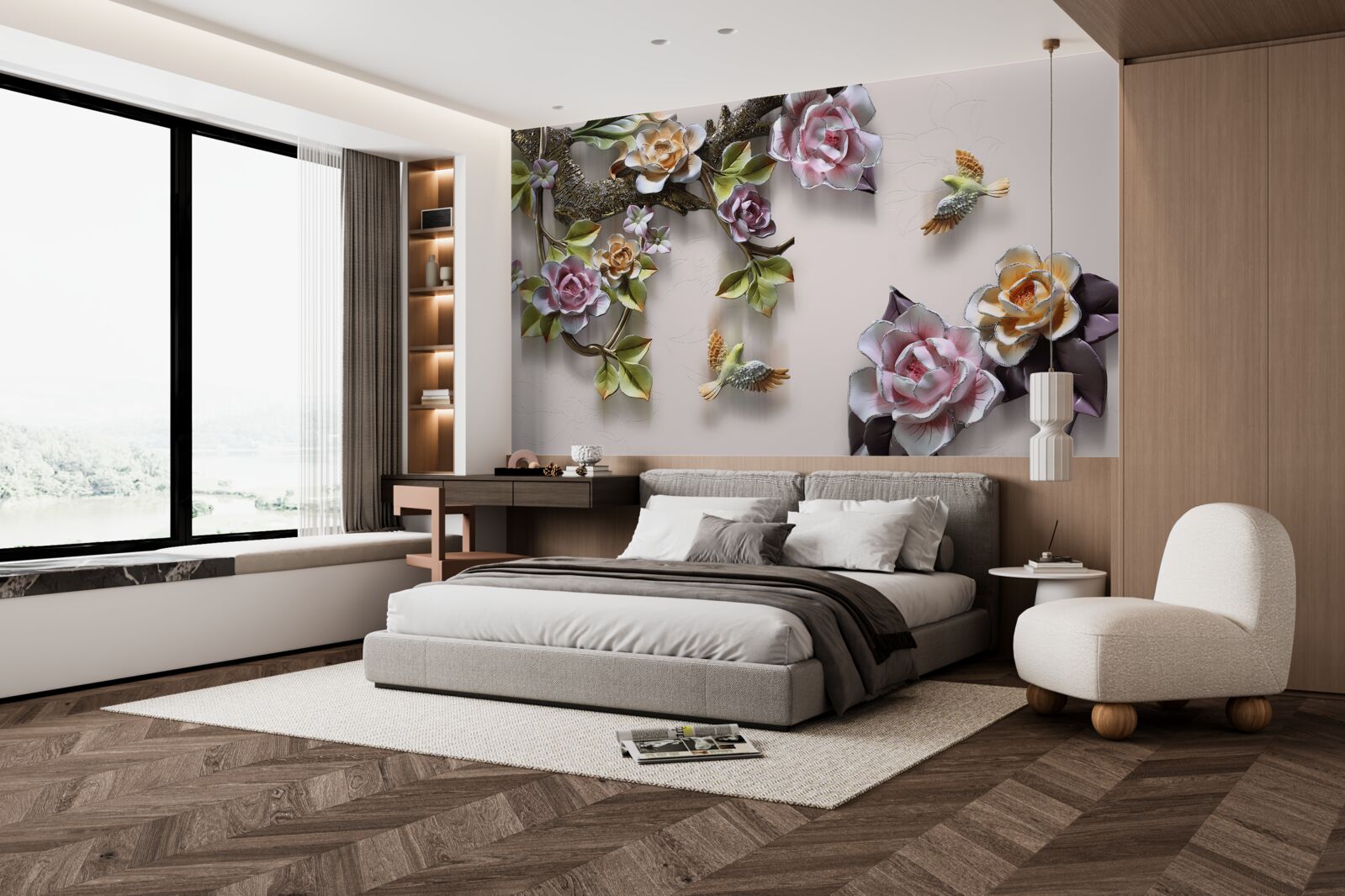 Фотошпалери чарівна гармонія гілок, прикрашених квітами