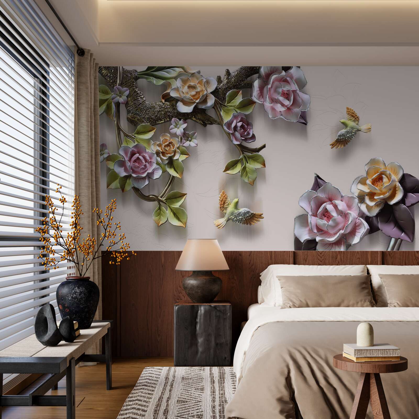 Фотошпалери чарівна гармонія гілок, прикрашених квітами