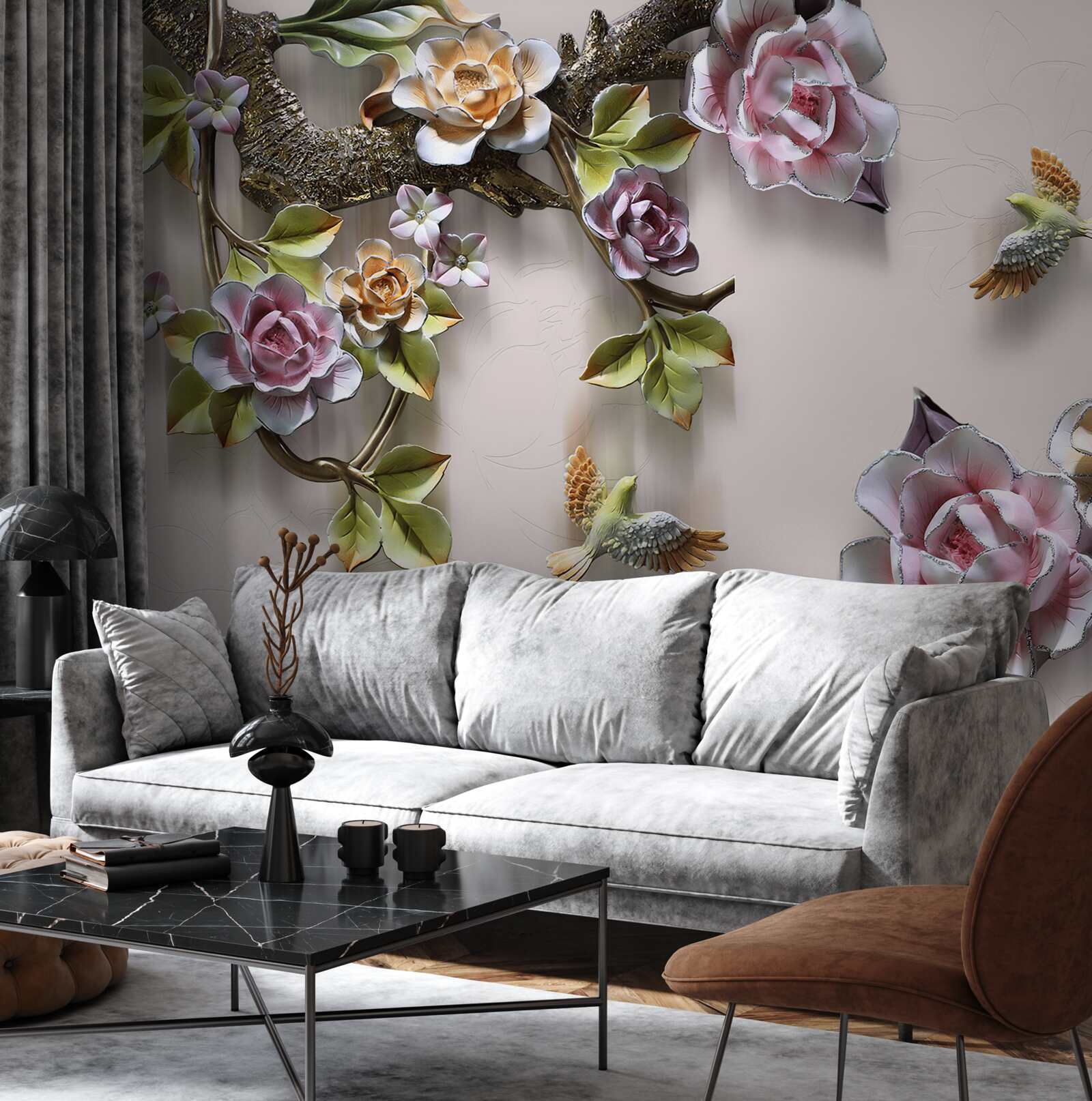 Фотошпалери чарівна гармонія гілок, прикрашених квітами