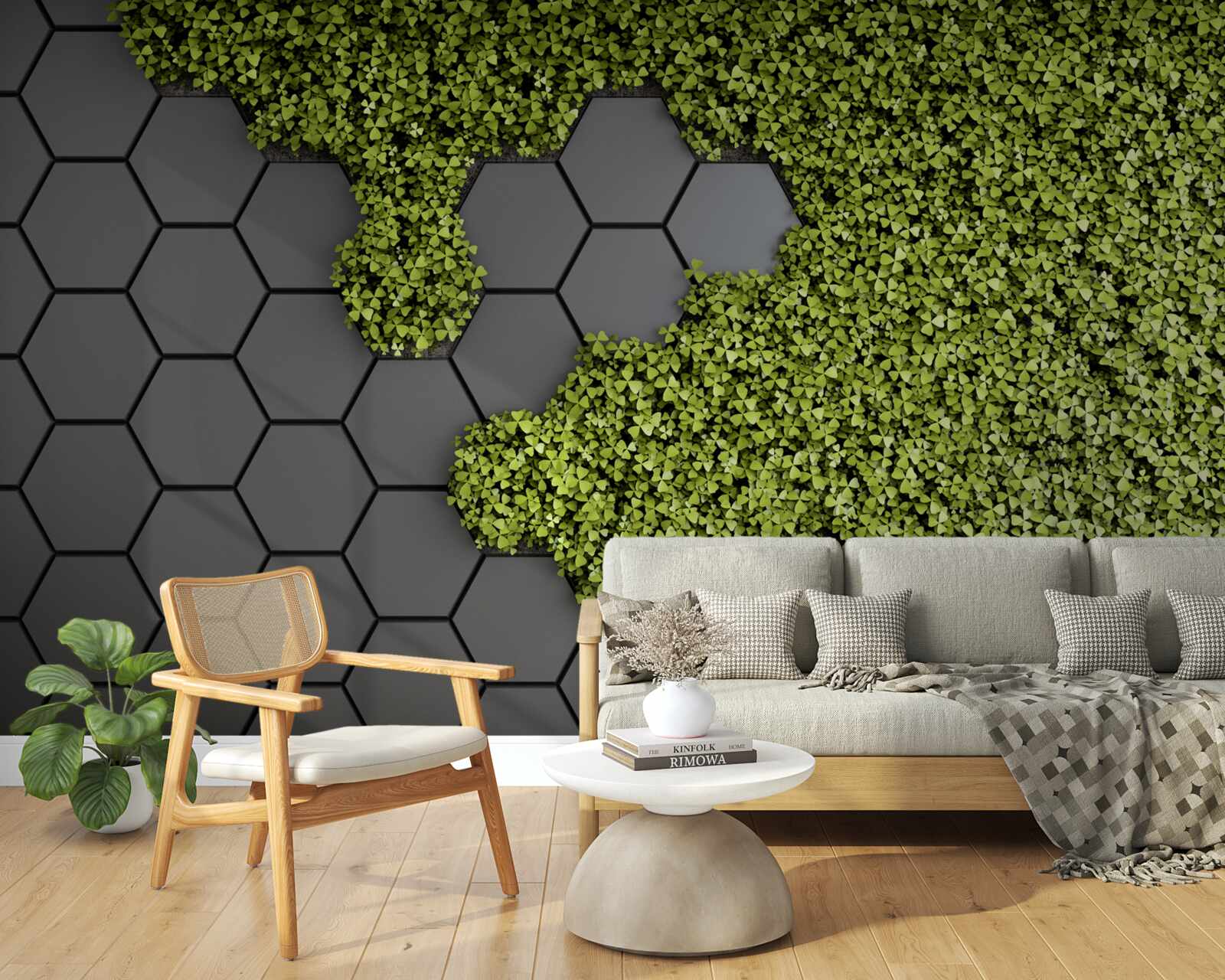 Фотошпалери кам'яна кладка вкрита зеленим мохом