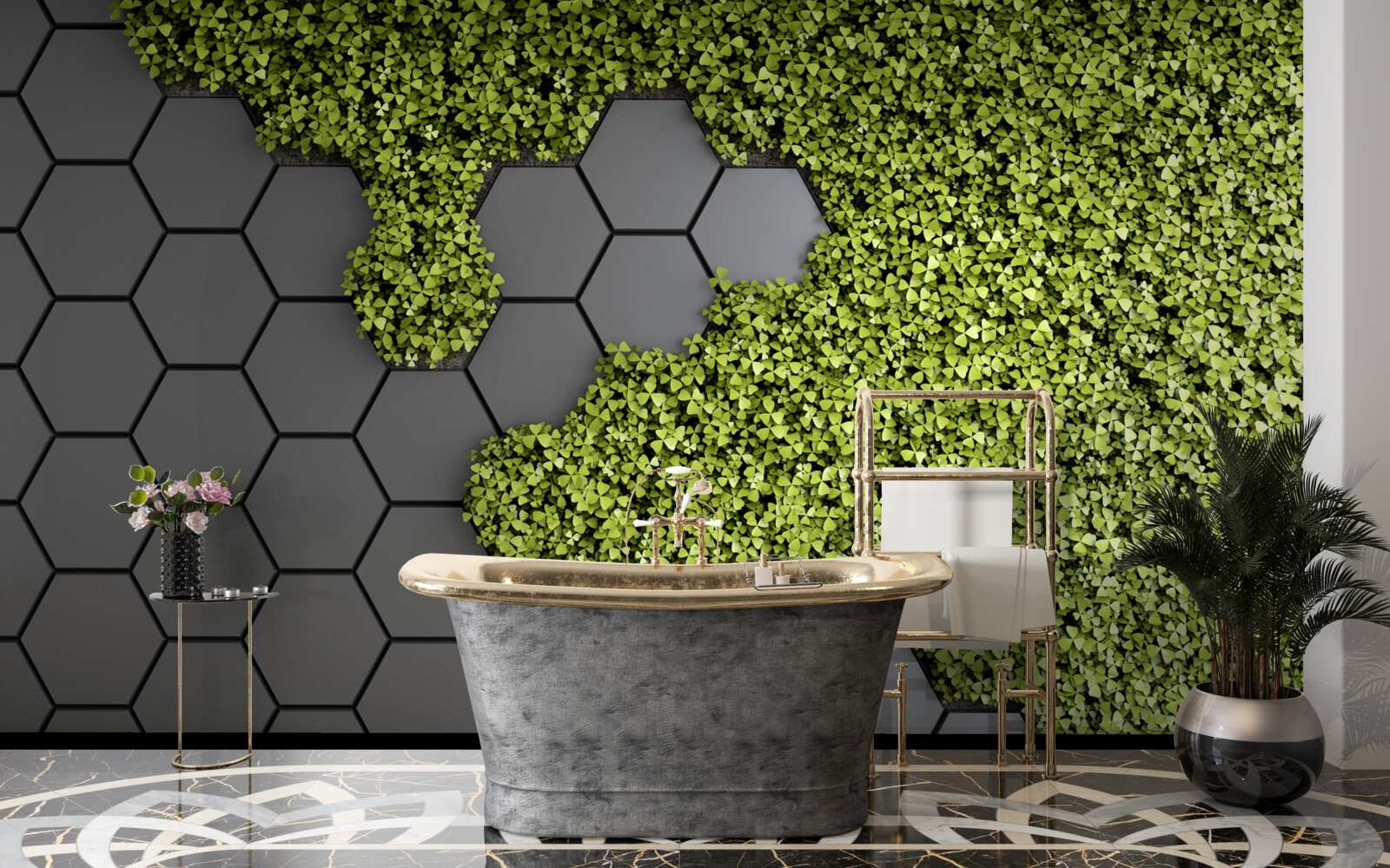 Фотошпалери кам'яна кладка вкрита зеленим мохом