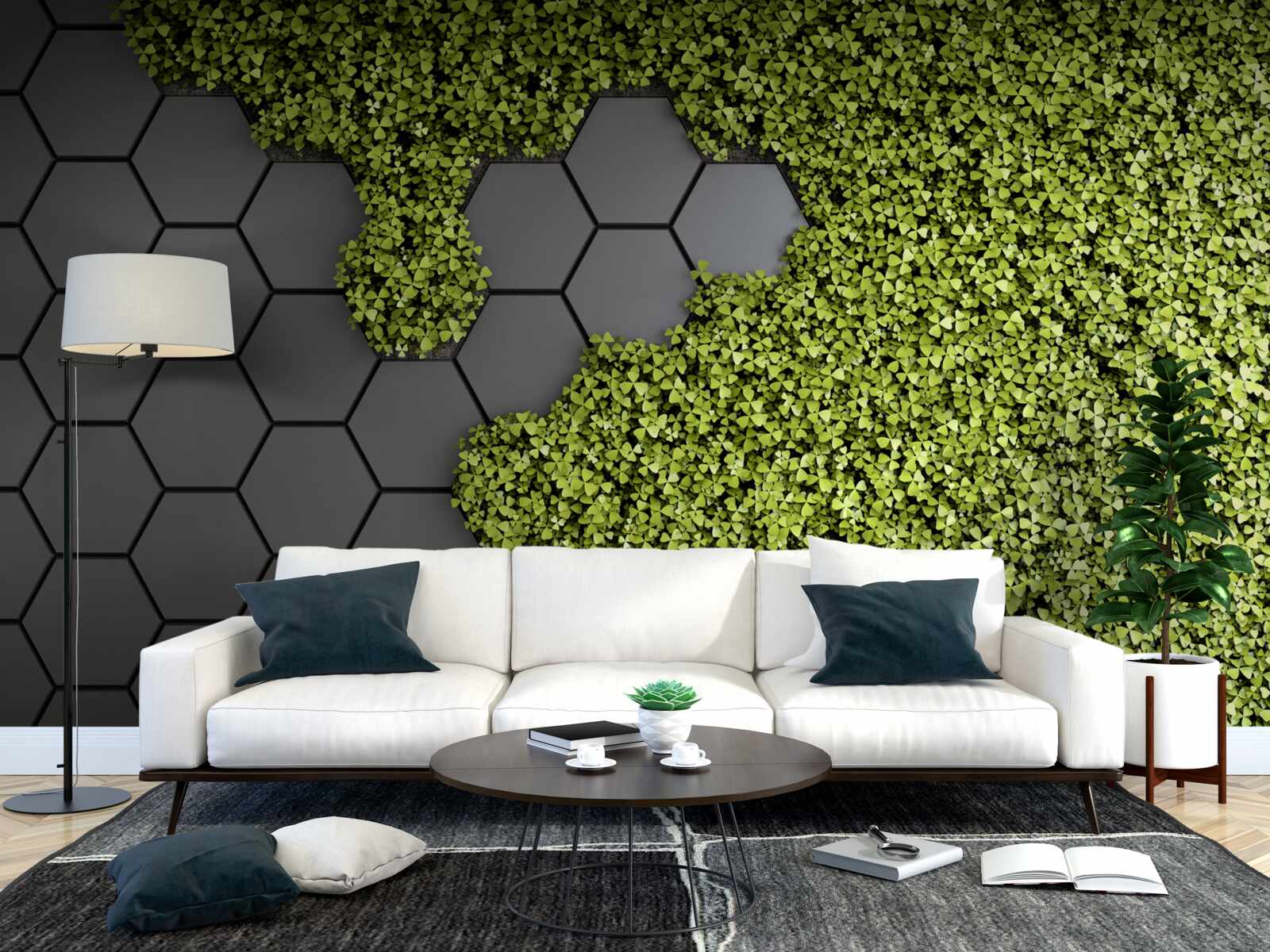 Фотошпалери кам'яна кладка вкрита зеленим мохом