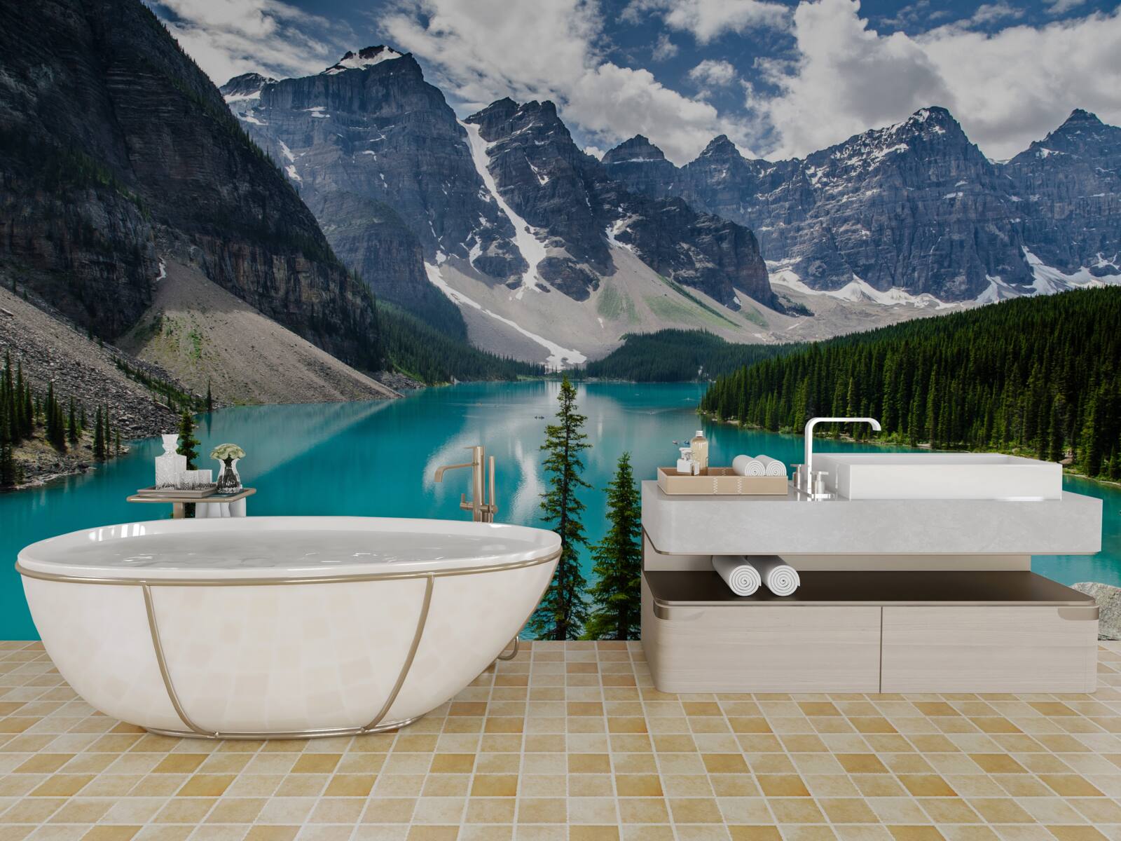 Фотошпалери блакить гірських потоків