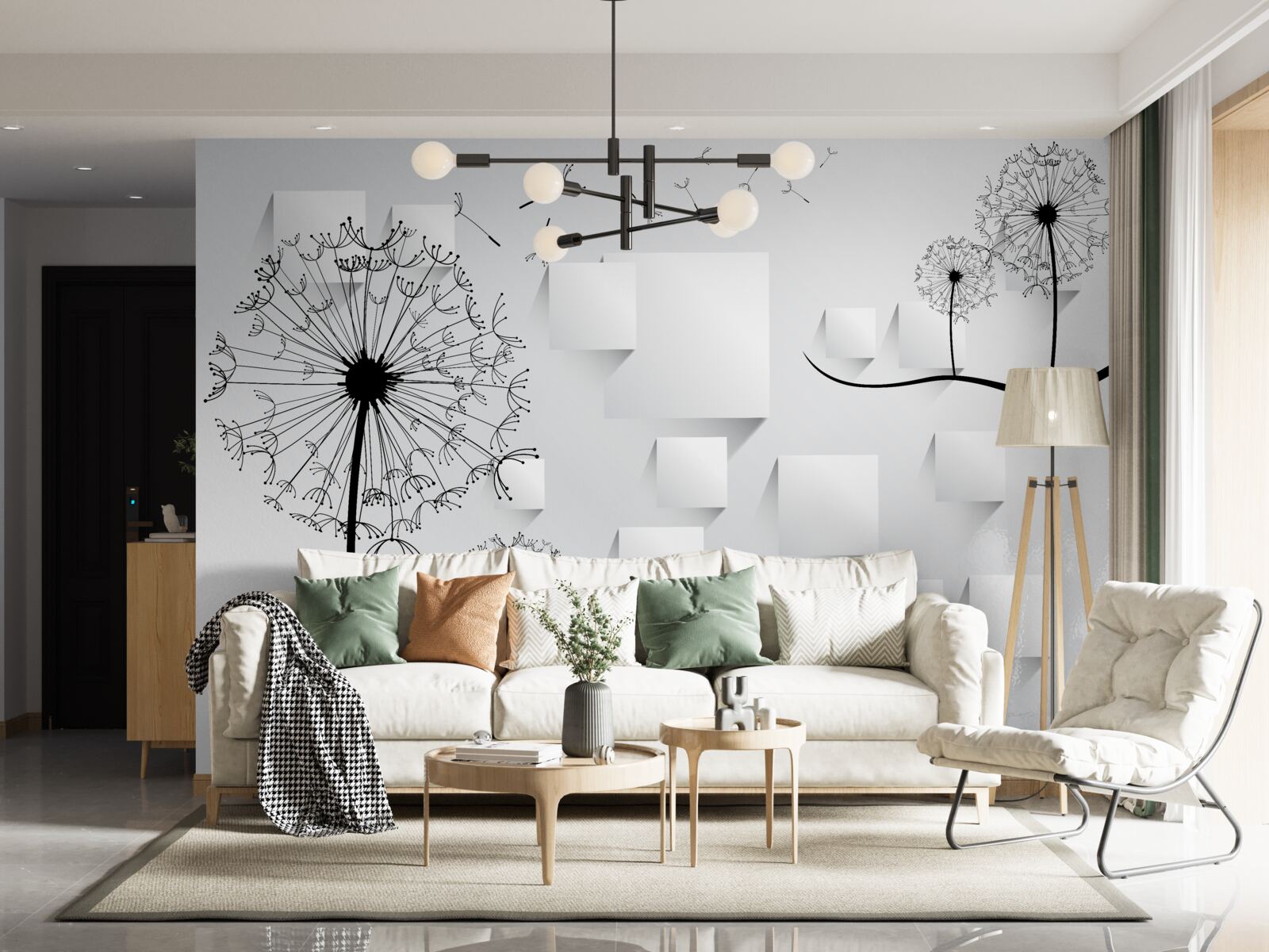 Фотошпалери кульбаба гойдається на вітрі