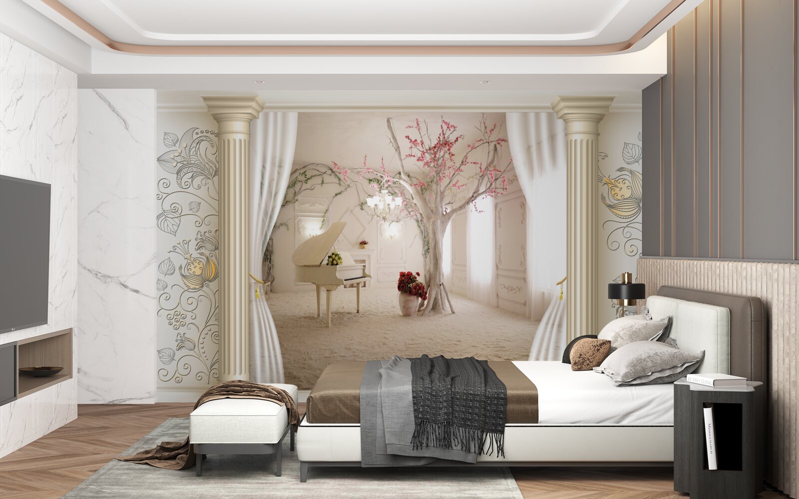 Фотошпалери затишна вітальня з натурального дерева