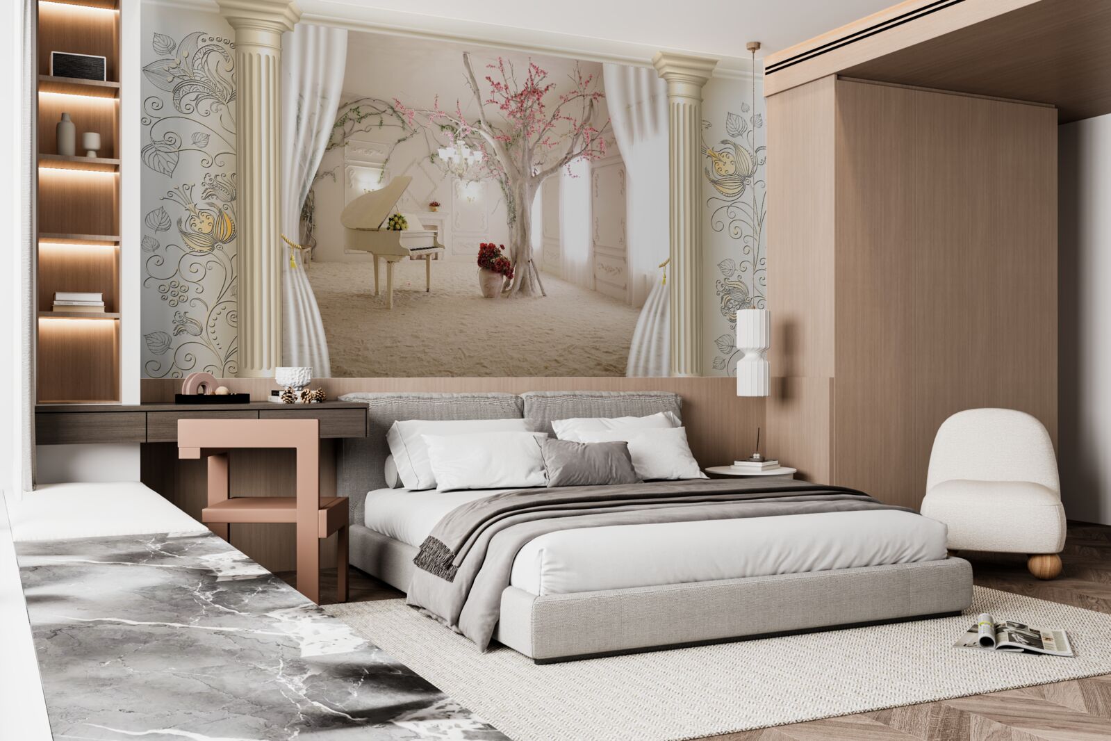 Фотошпалери затишна вітальня з натурального дерева