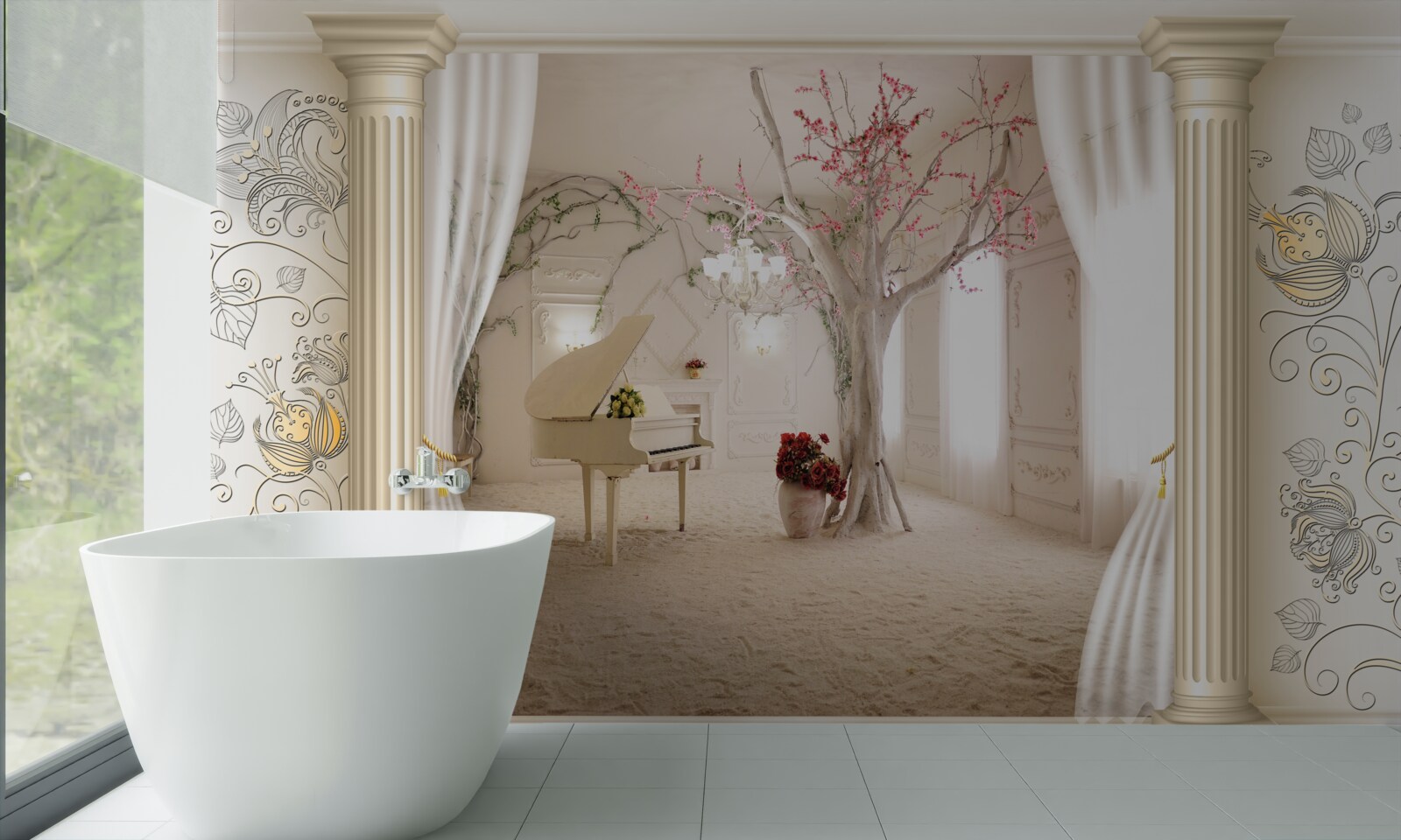 Фотошпалери затишна вітальня з натурального дерева