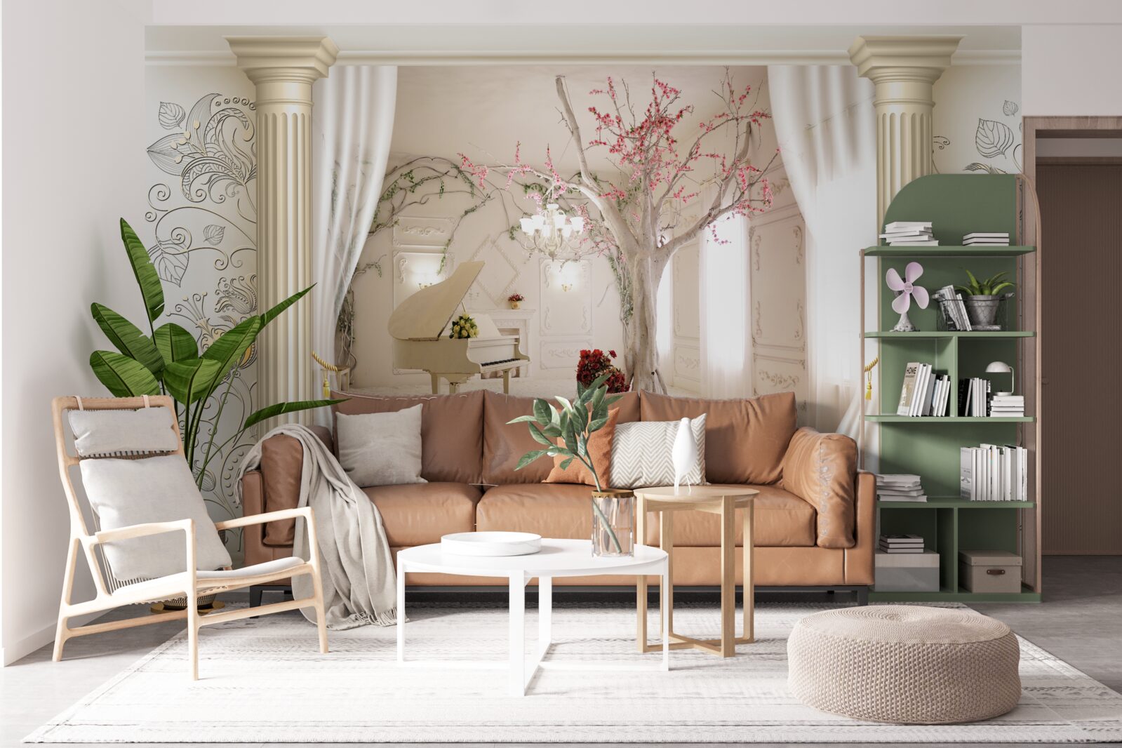 Фотошпалери затишна вітальня з натурального дерева