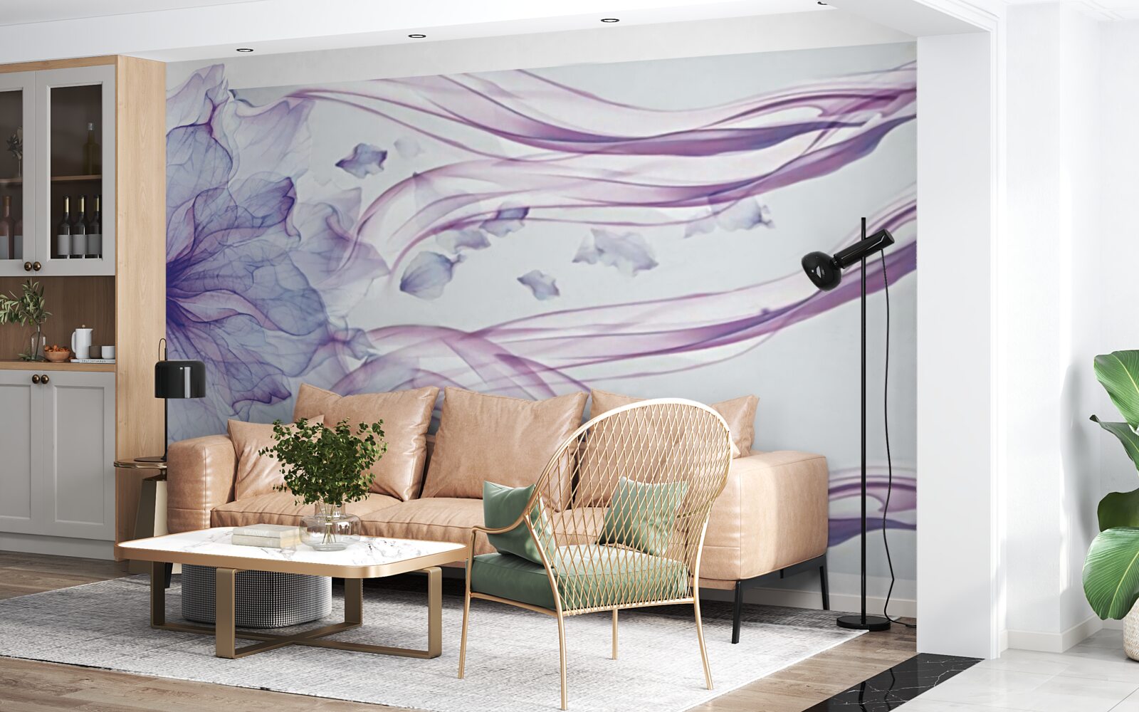 Фотошпалери квітка з прозорою блакиттю під поверхнею води