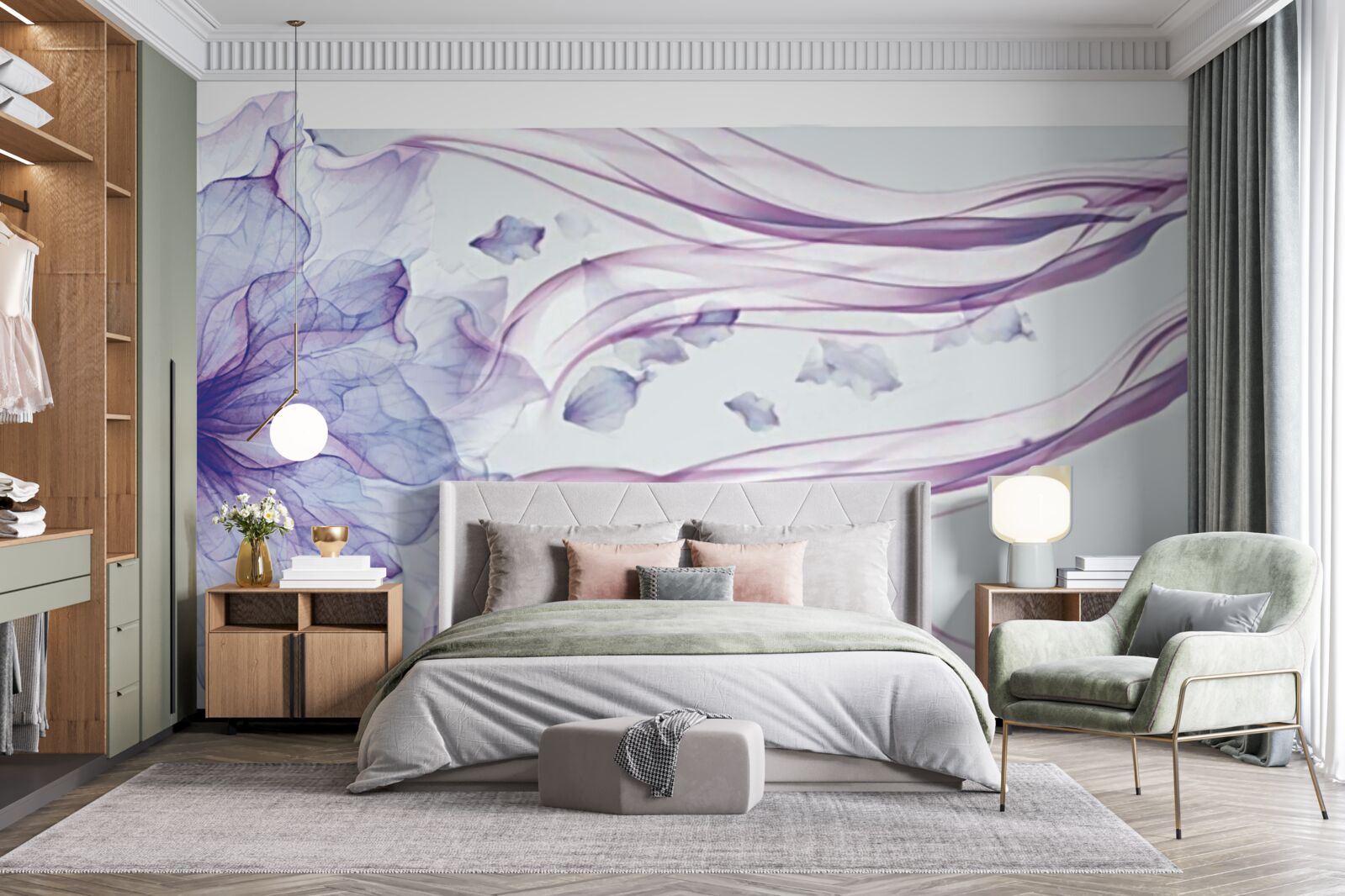 Фотошпалери квітка з прозорою блакиттю під поверхнею води