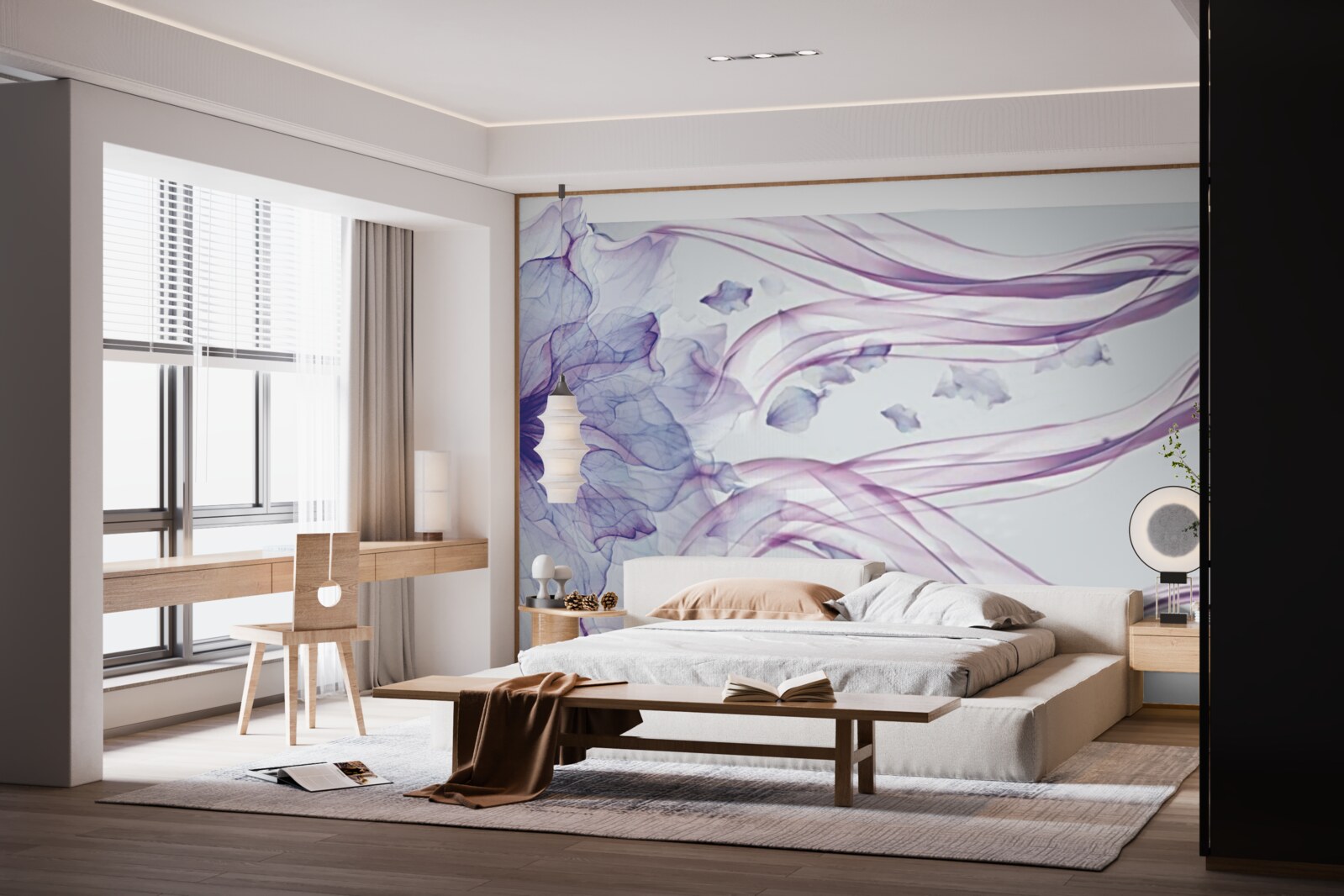 Фотошпалери квітка з прозорою блакиттю під поверхнею води