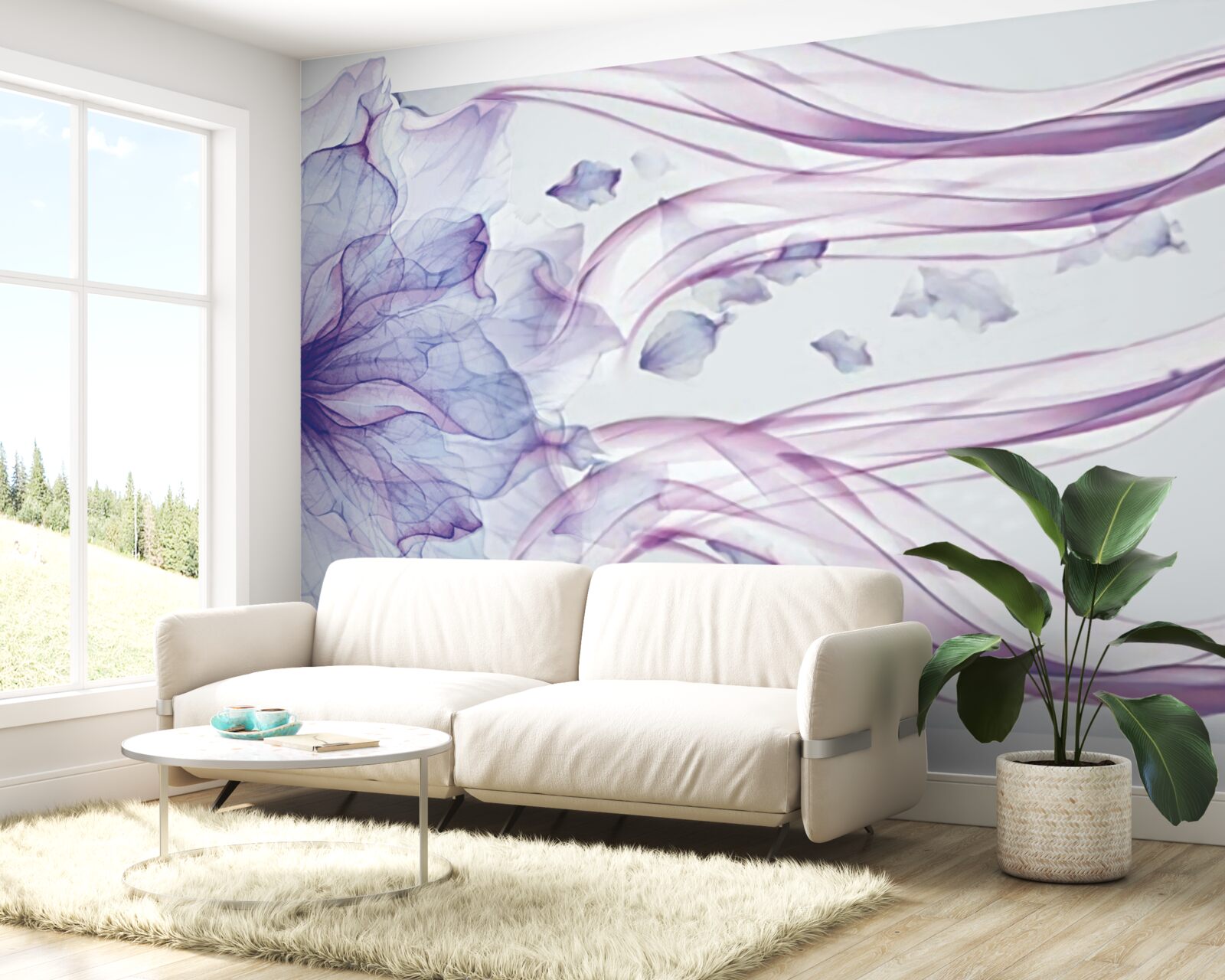 Фотошпалери квітка з прозорою блакиттю під поверхнею води