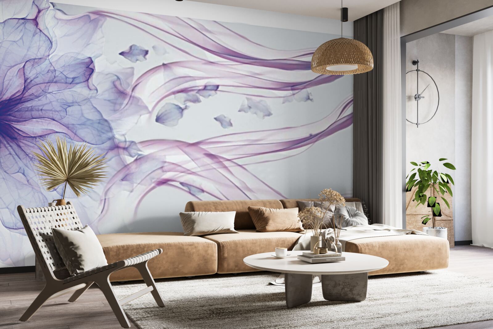 Фотошпалери квітка з прозорою блакиттю під поверхнею води