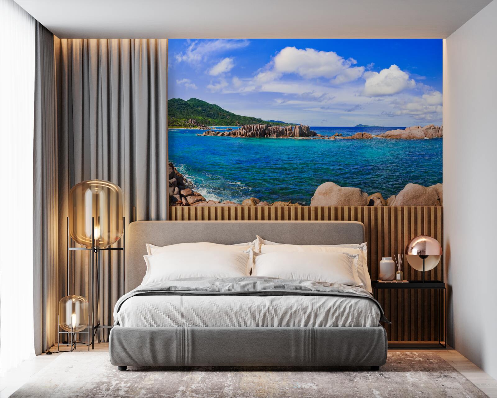 Фотошпалери скелі біля блакитного океану