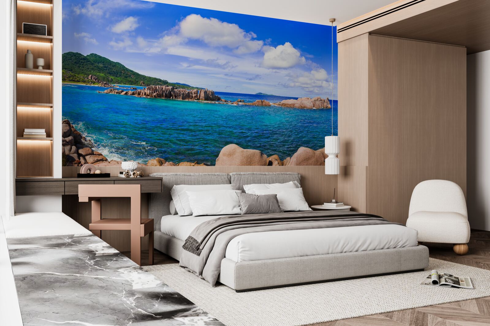 Фотошпалери скелі біля блакитного океану