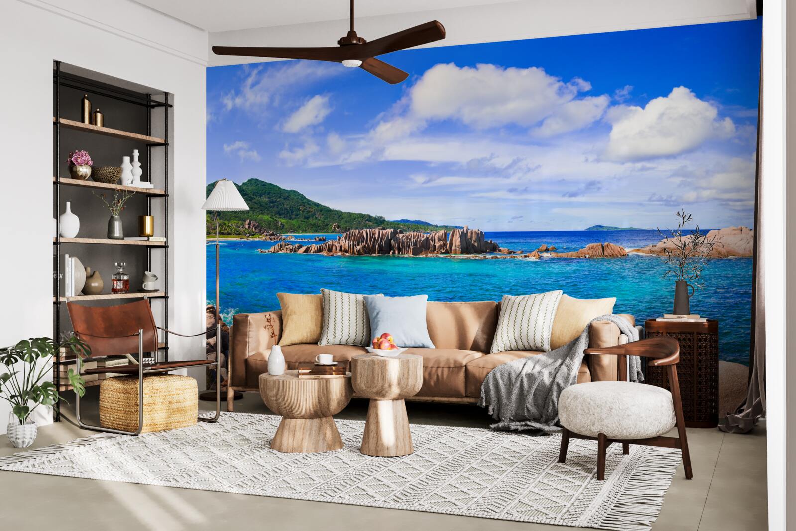 Фотошпалери скелі біля блакитного океану