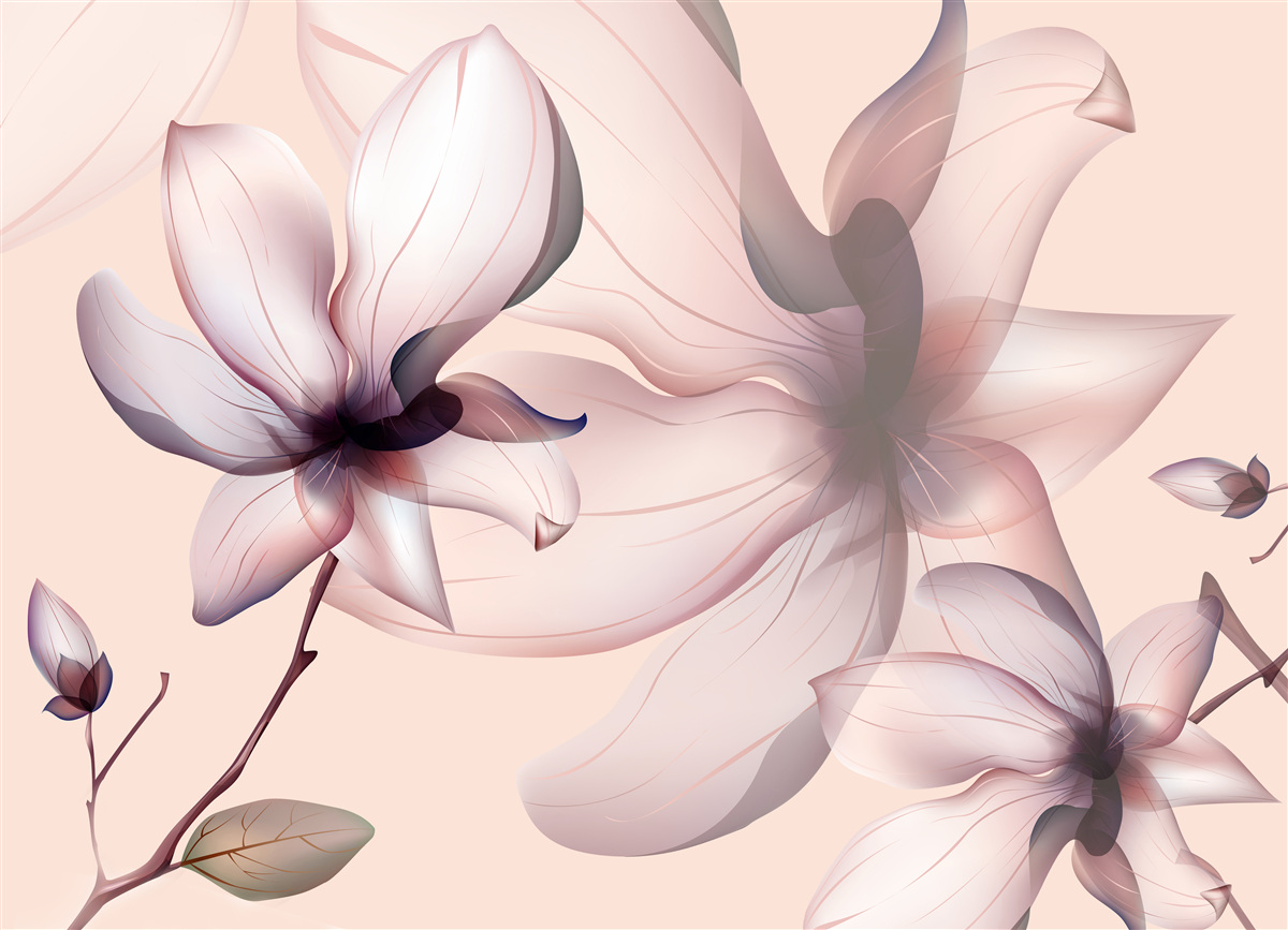 Фотошпалери яскравий фон з магноліями