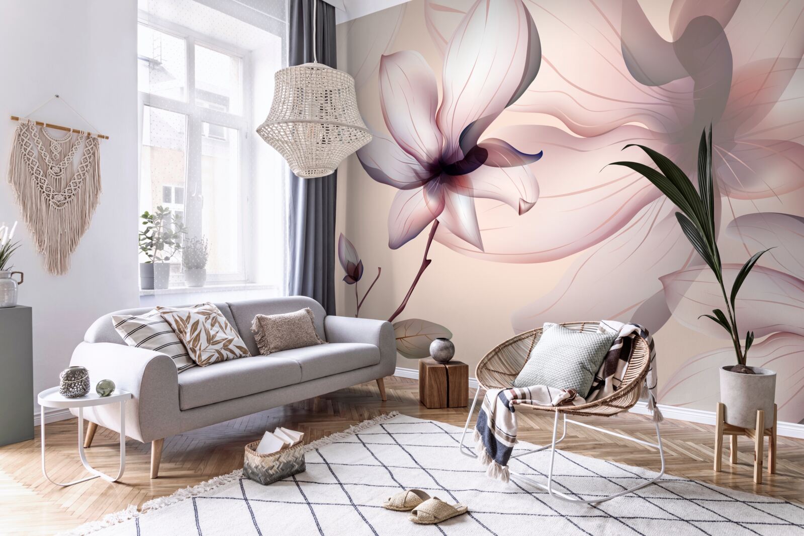 Фотошпалери яскравий фон з магноліями