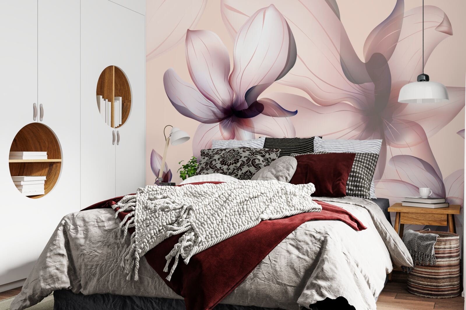 Фотошпалери яскравий фон з магноліями