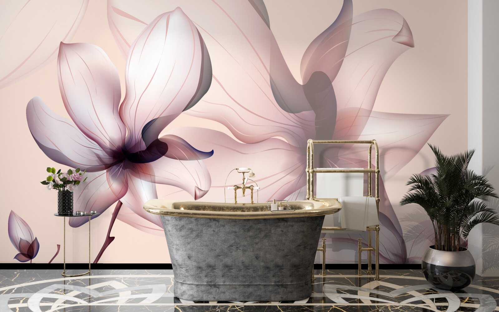 Фотошпалери яскравий фон з магноліями