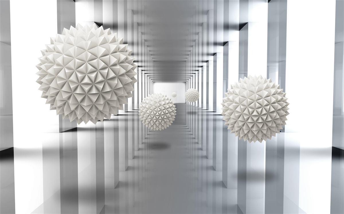 Фотошпалери перспективний тунель, підсвічений і прикрашений повітряними кульками