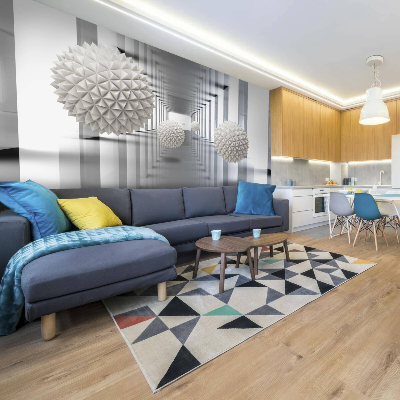 Фотошпалери перспективний тунель, підсвічений і прикрашений повітряними кульками