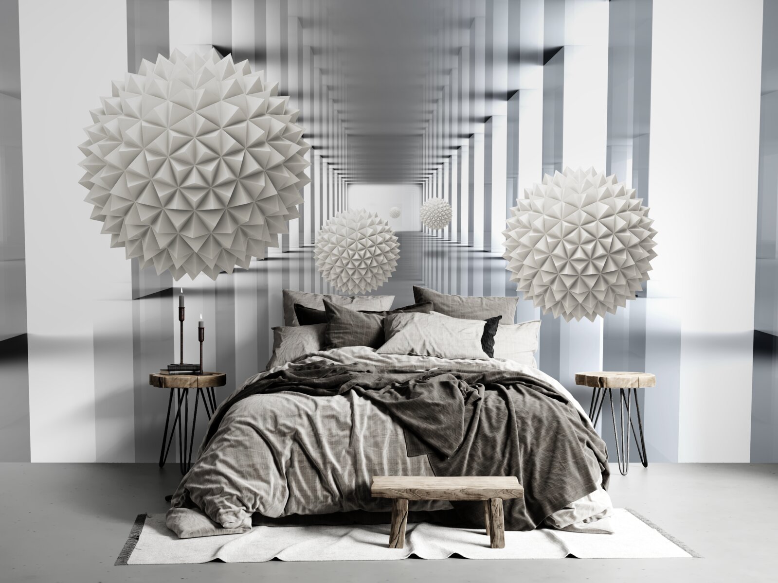 Фотошпалери перспективний тунель, підсвічений і прикрашений повітряними кульками