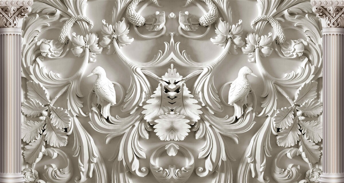 Фотошпалери об'ємні білі деталі на стіні