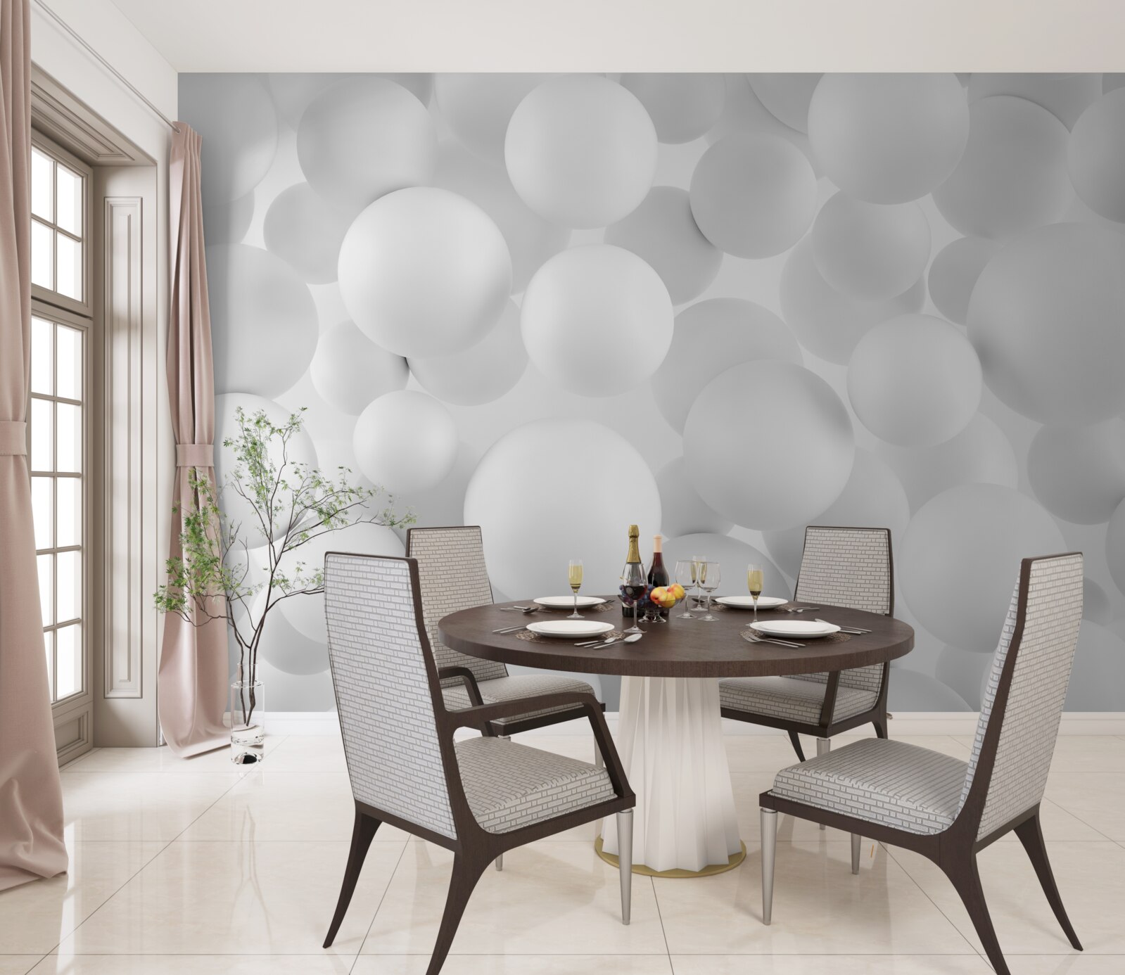 Фотошпалери великі білі кульки