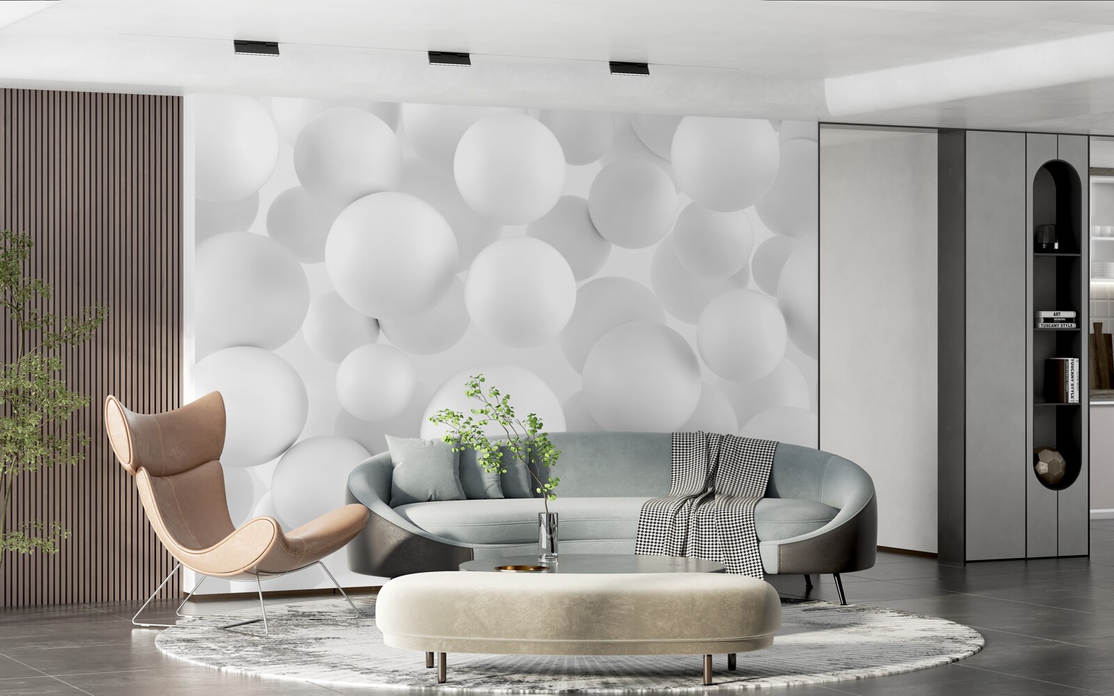 Фотошпалери великі білі кульки