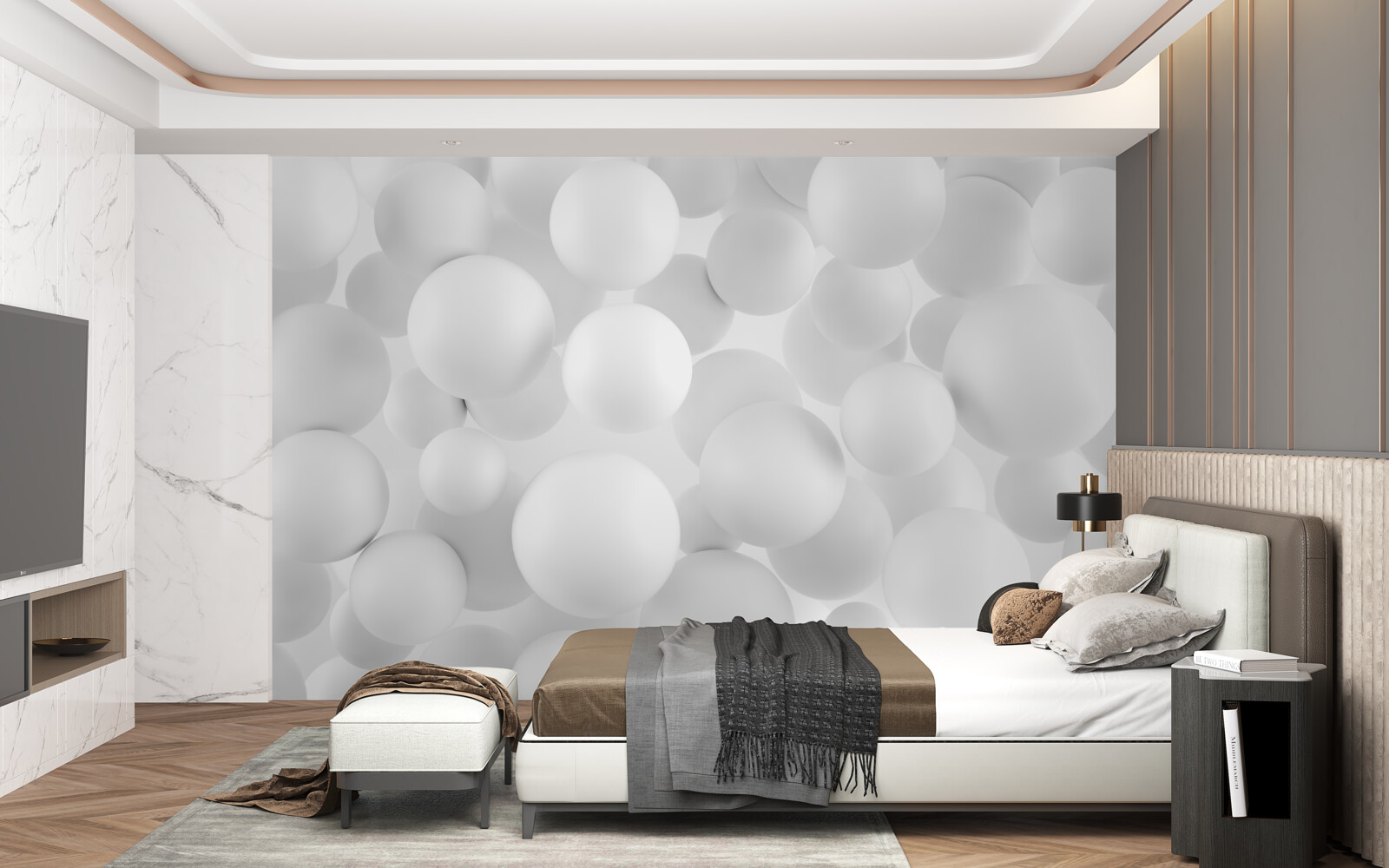 Фотошпалери великі білі кульки